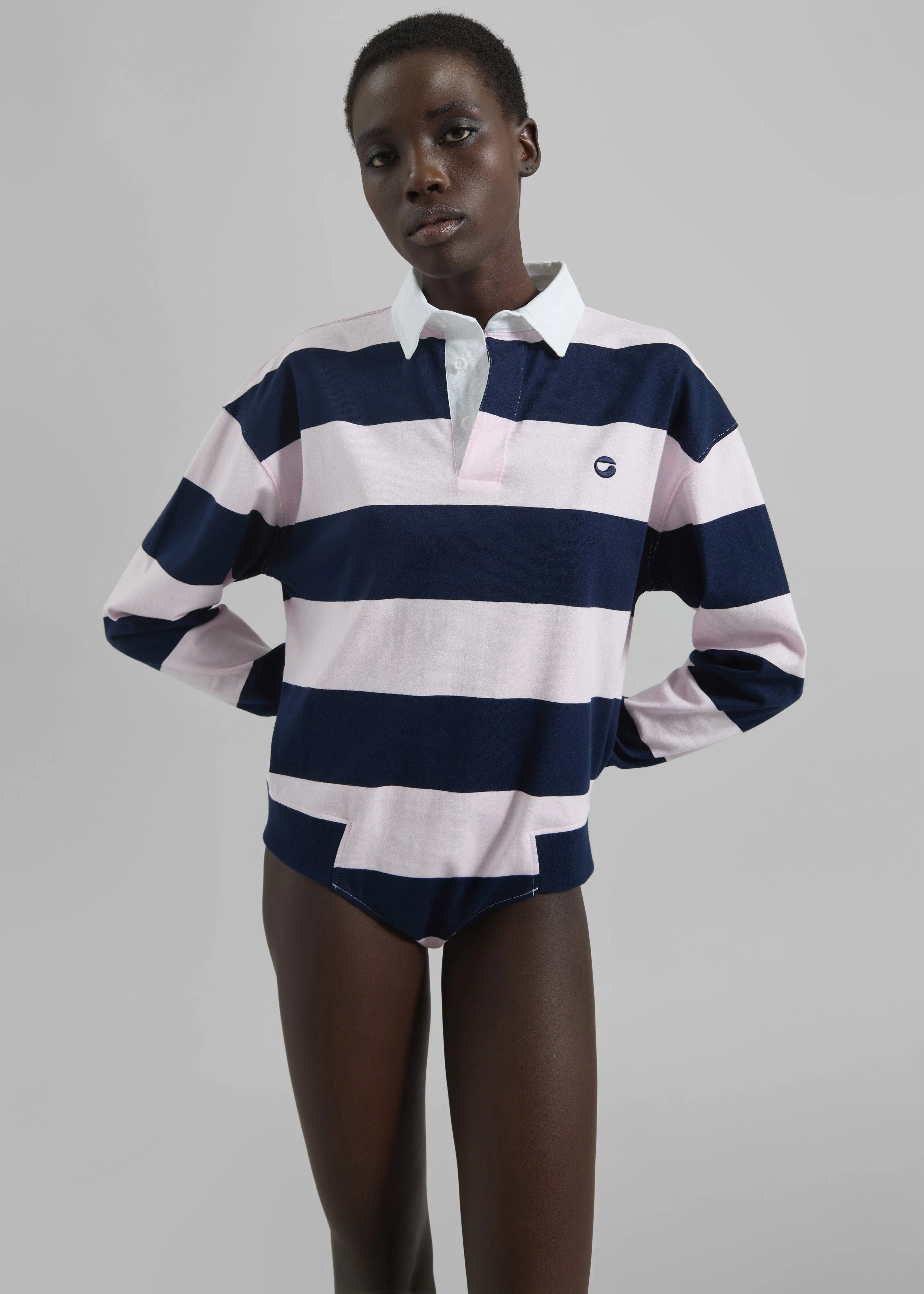 Coperni Striped Long Sleeve Polo Body - Pink/Blue sold by Frankie Shop product image thumbnail 2
