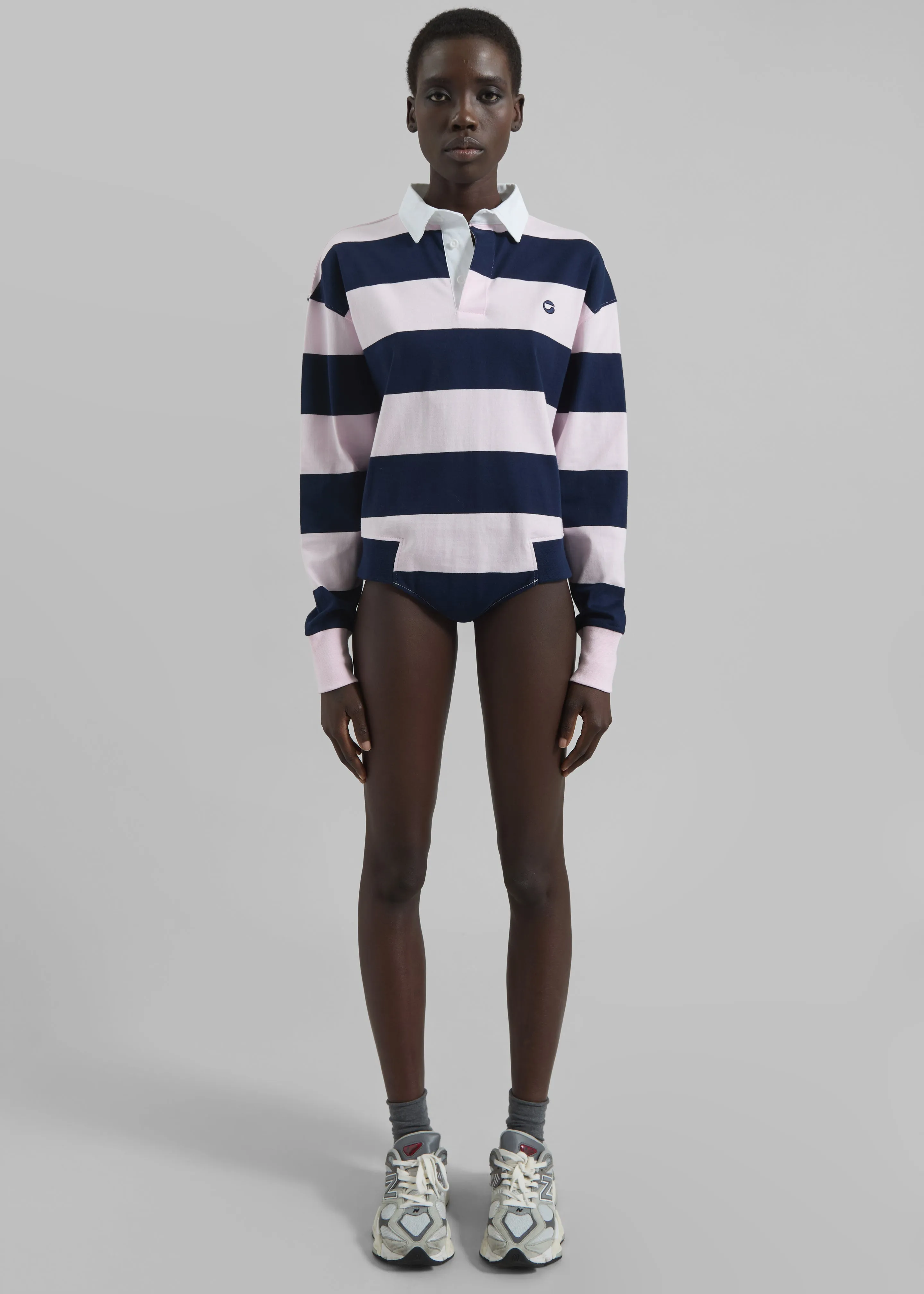 Coperni Striped Long Sleeve Polo Body - Pink/Blue sold by Frankie Shop product image thumbnail 3