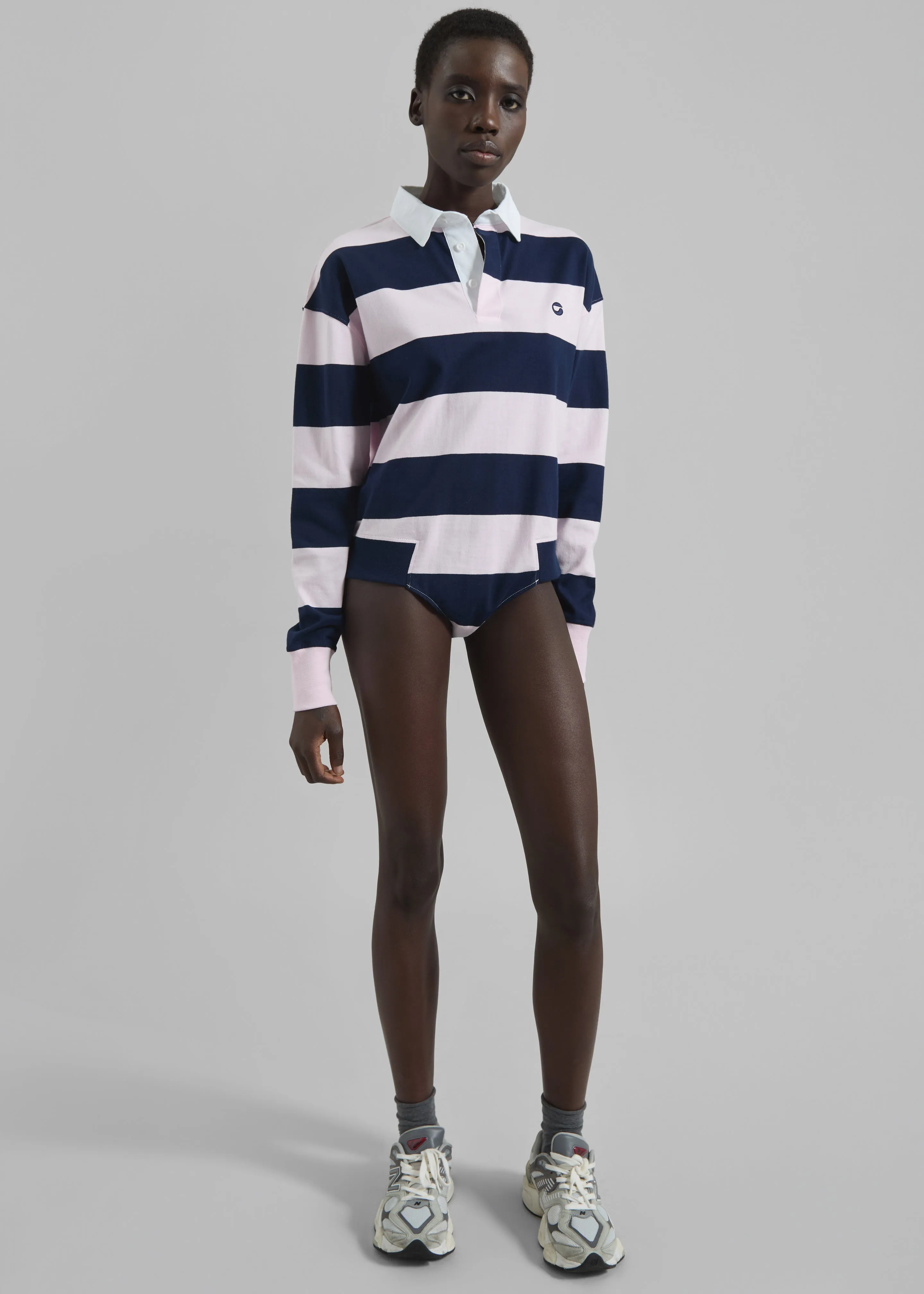 Coperni Striped Long Sleeve Polo Body - Pink/Blue sold by Frankie Shop