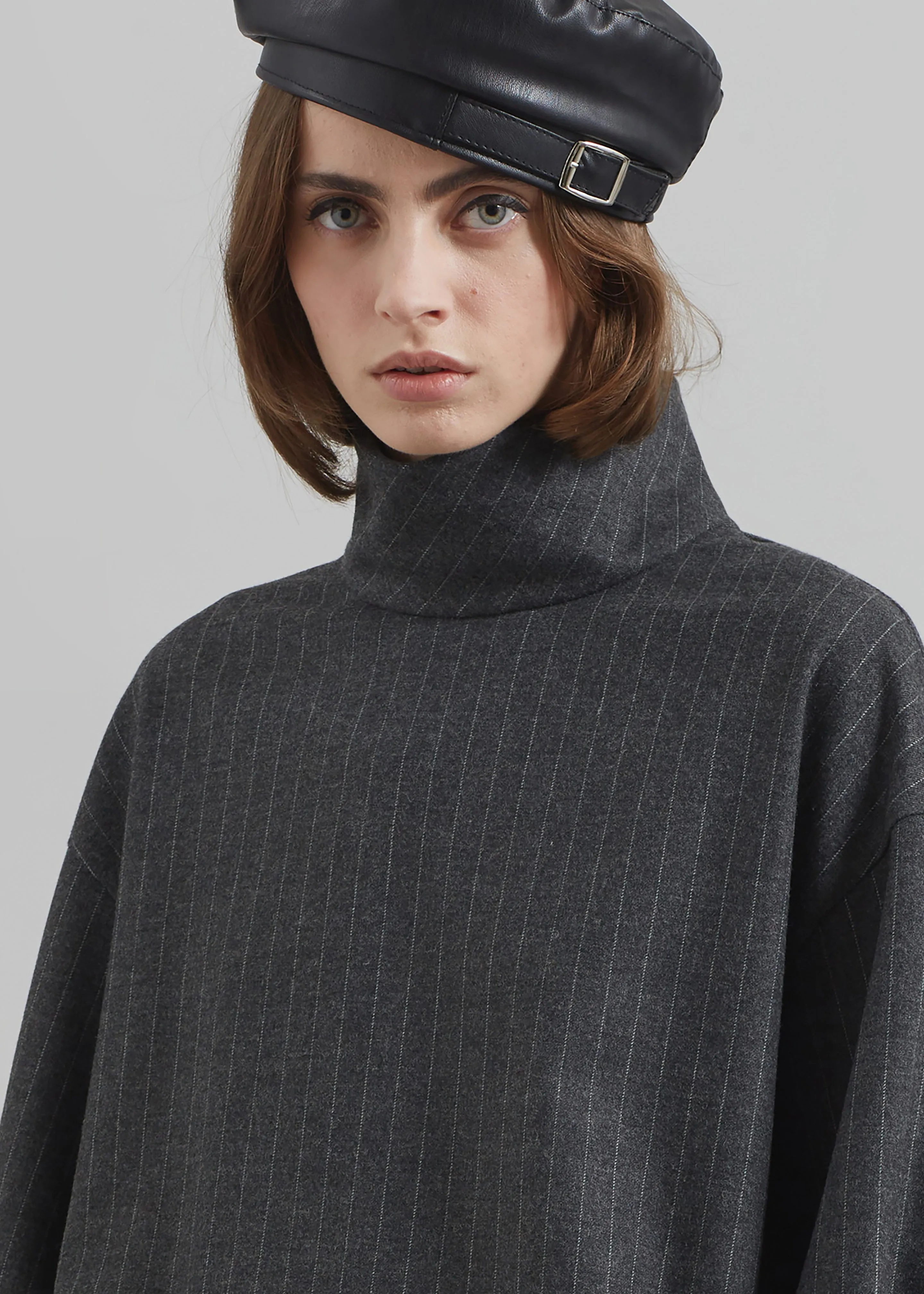 Belton Wool Blend Blouse - Charcoal/White Pinstripe sold by Frankie Shop product image thumbnail 4