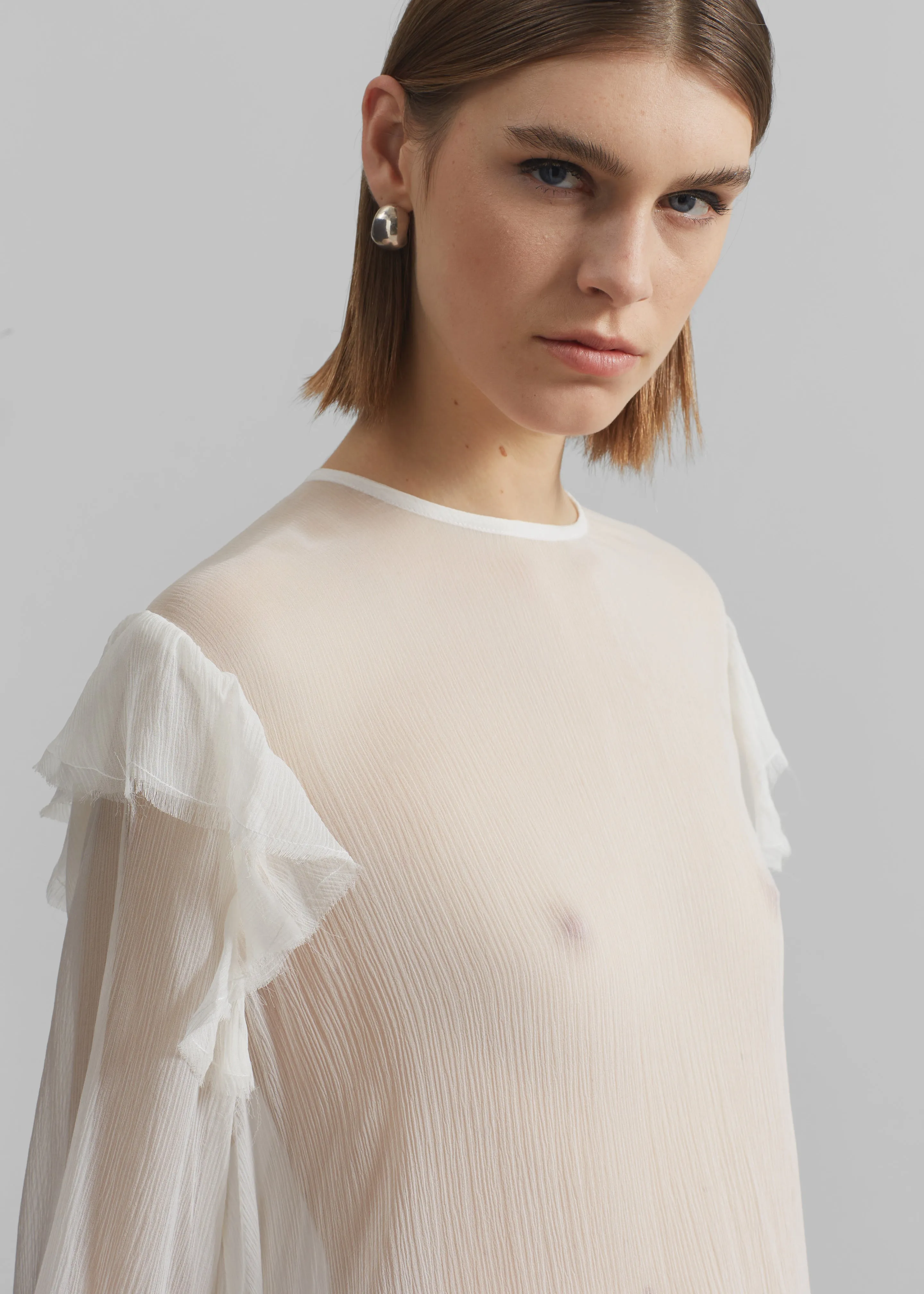 Matin Ruffle Shoulder Silk Top - Natural sold by Frankie Shop product image thumbnail 5