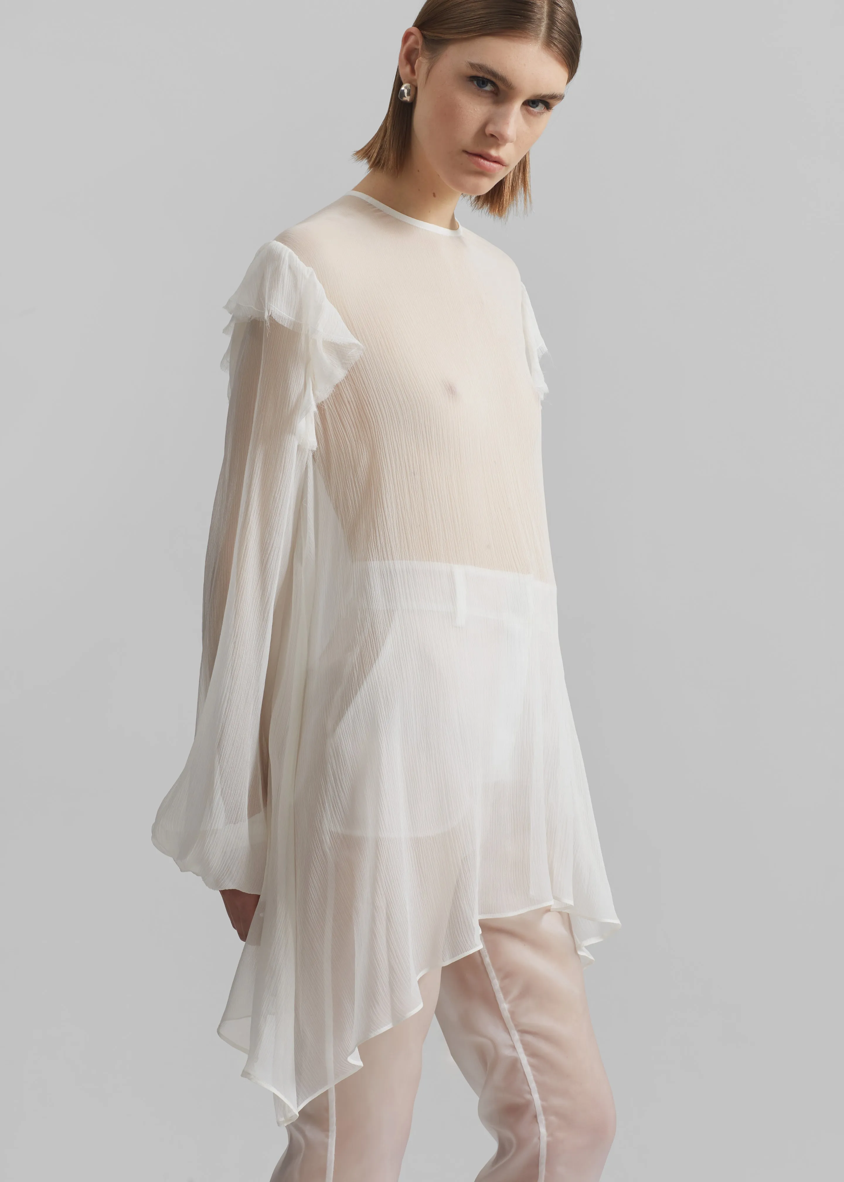 Matin Ruffle Shoulder Silk Top - Natural sold by Frankie Shop product image thumbnail 2