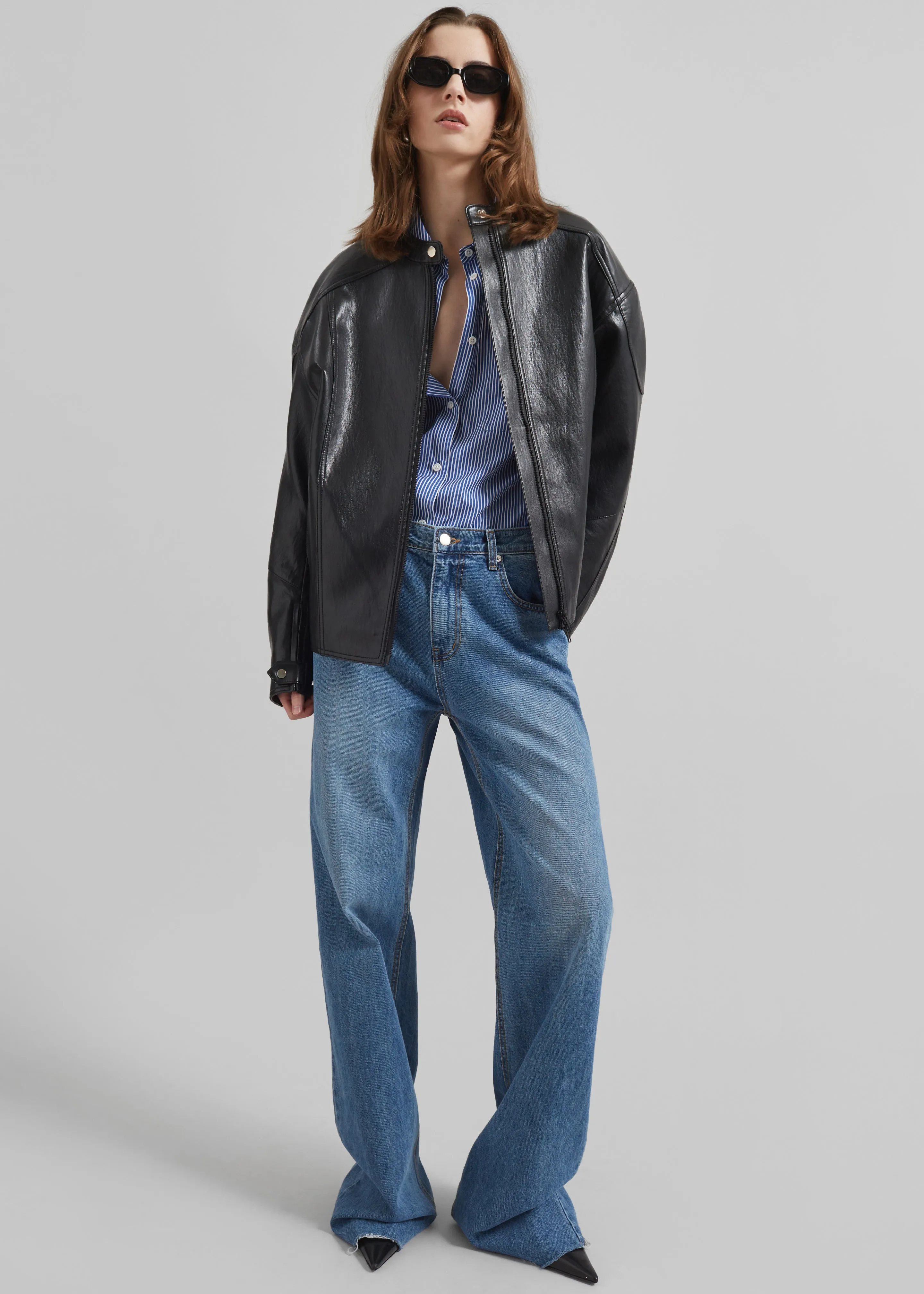 Wismar Faux Leather Jacket - Black sold by Frankie Shop