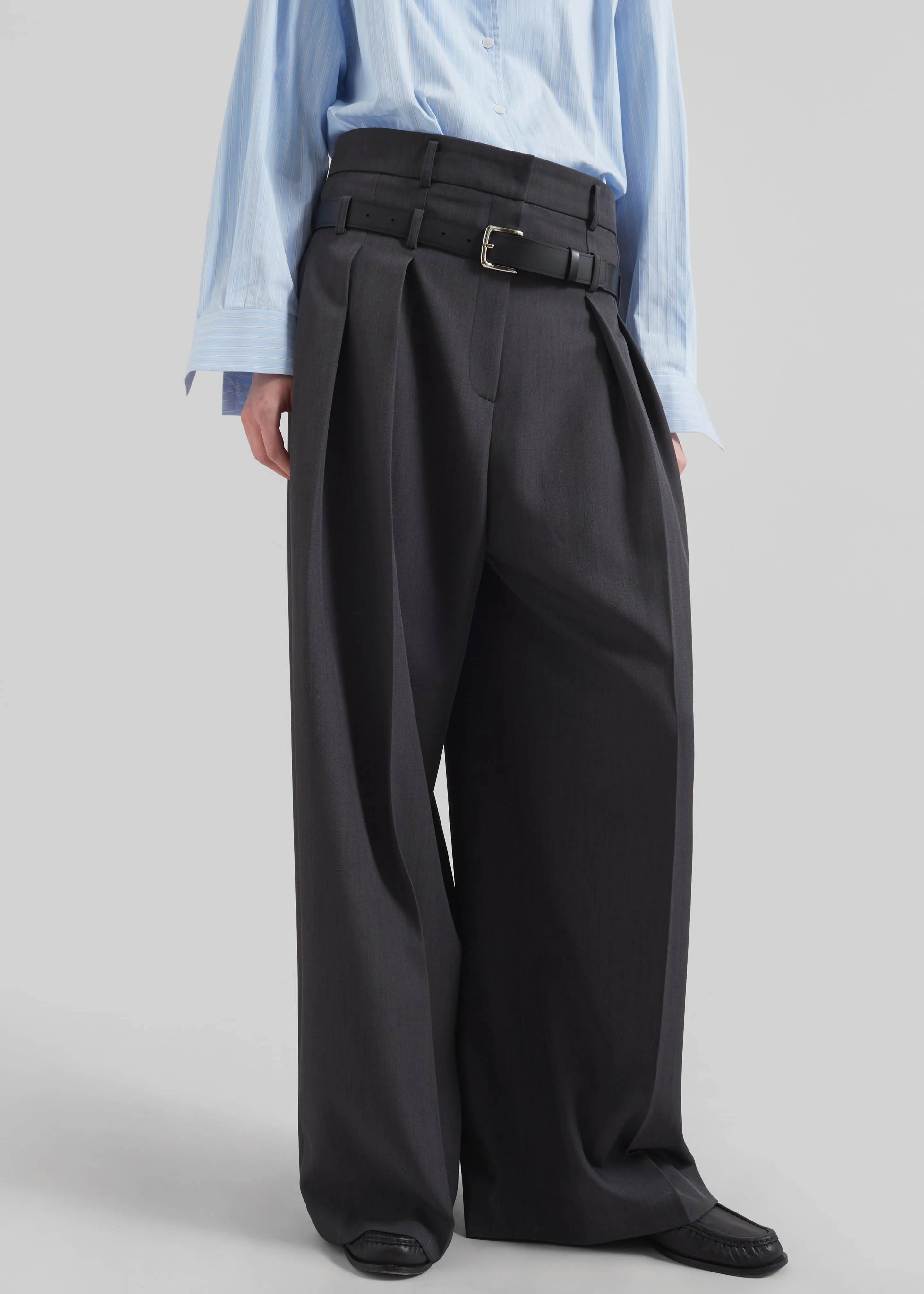 Hobart Double Belt Loop Trousers - Dark Grey sold by Frankie Shop product image thumbnail 5