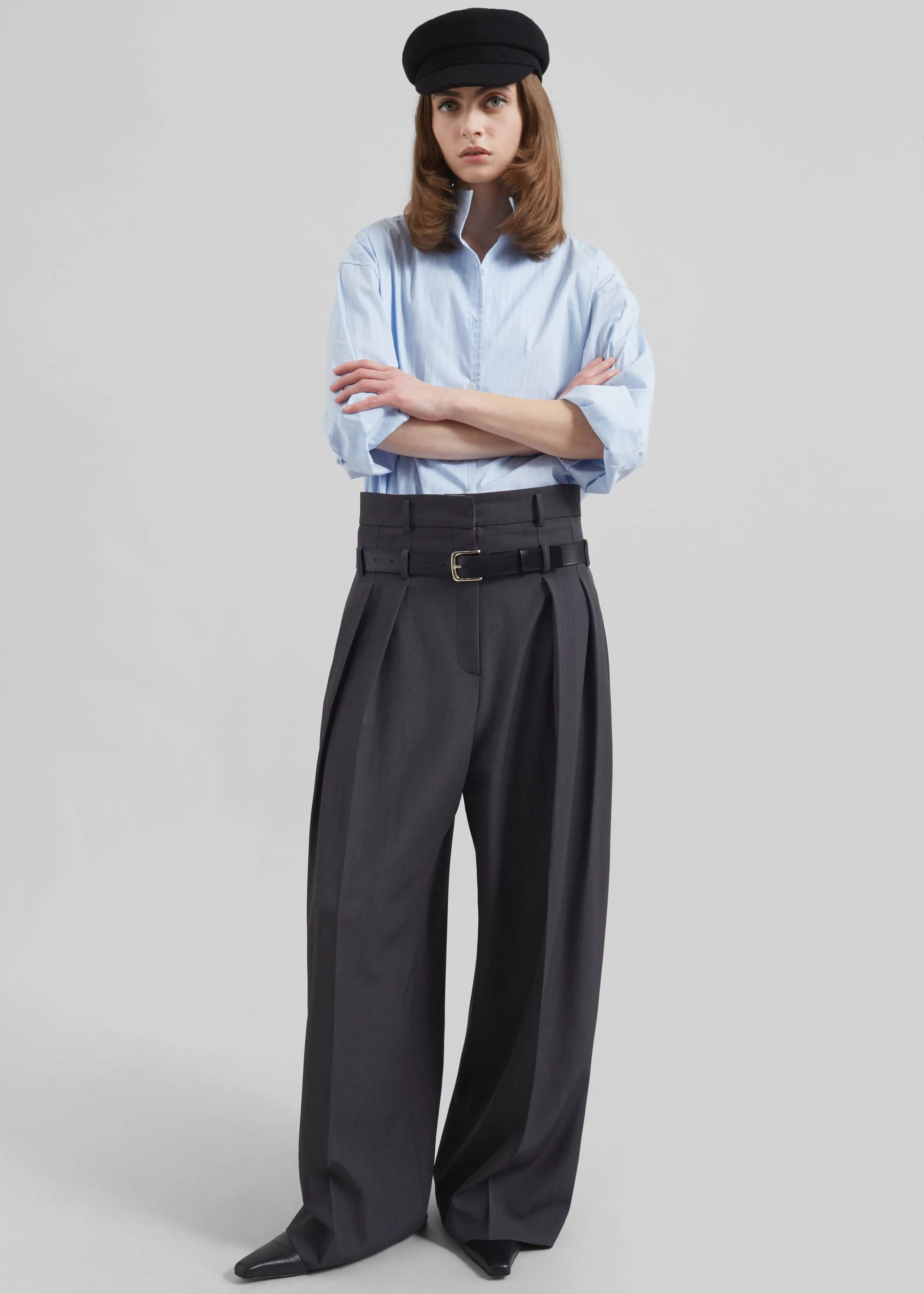 Hobart Double Belt Loop Trousers - Dark Grey sold by Frankie Shop product image thumbnail 4
