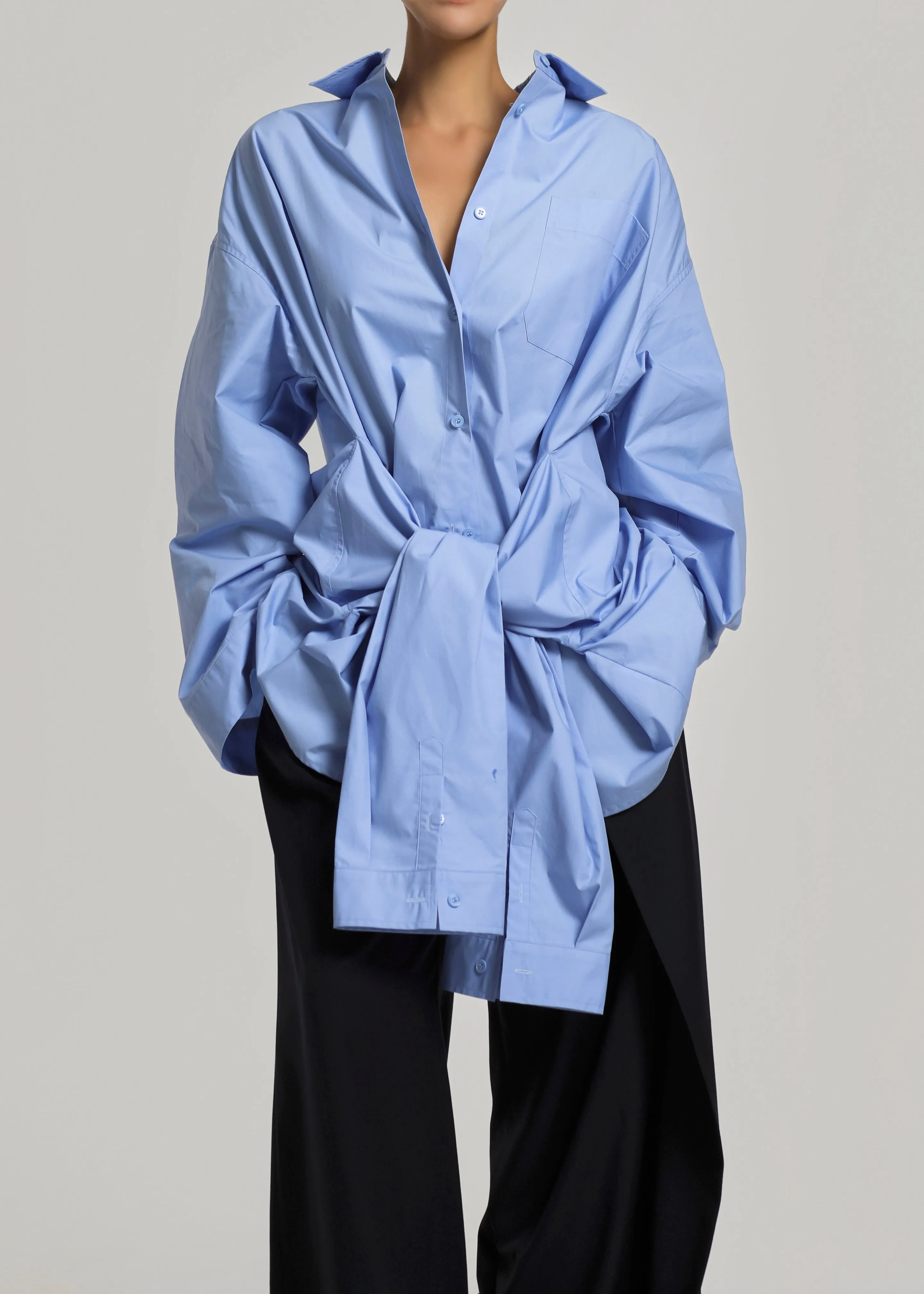 Birkholm Double Sleeve Tie Shirt - Blue sold by Frankie Shop product image thumbnail 5