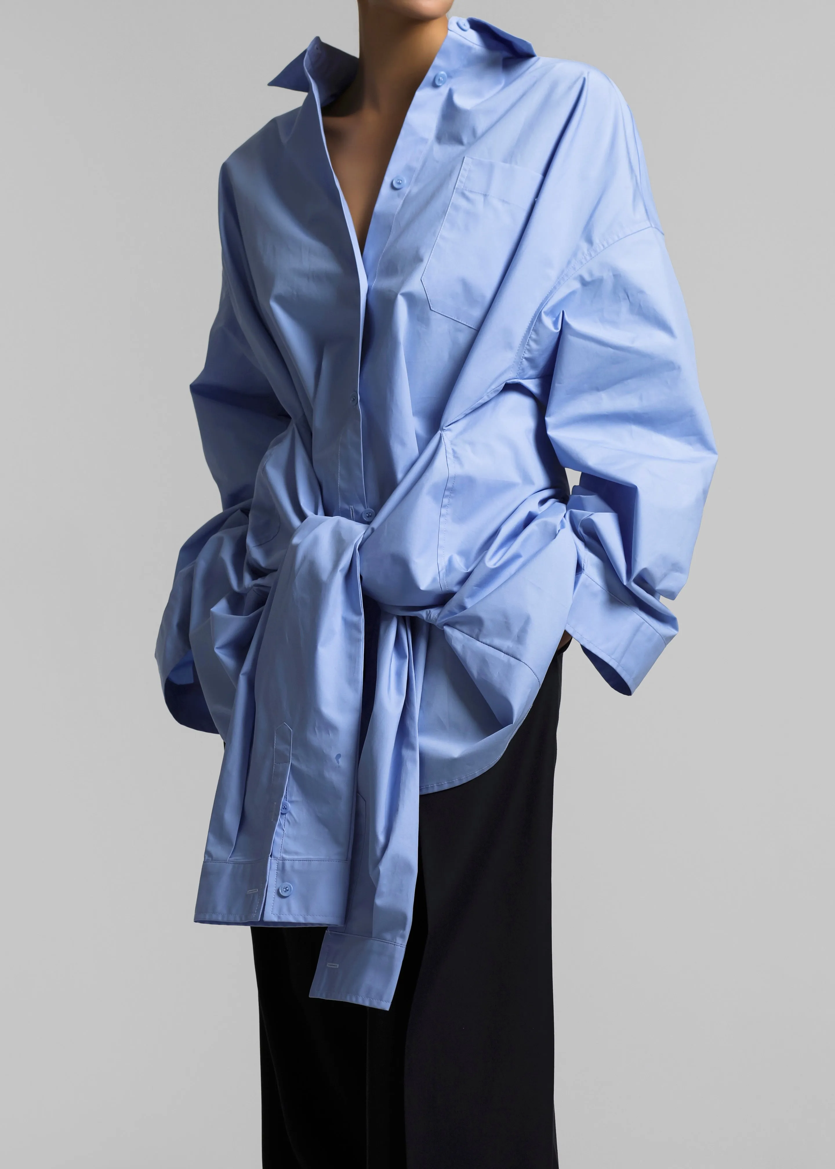 Birkholm Double Sleeve Tie Shirt - Blue sold by Frankie Shop