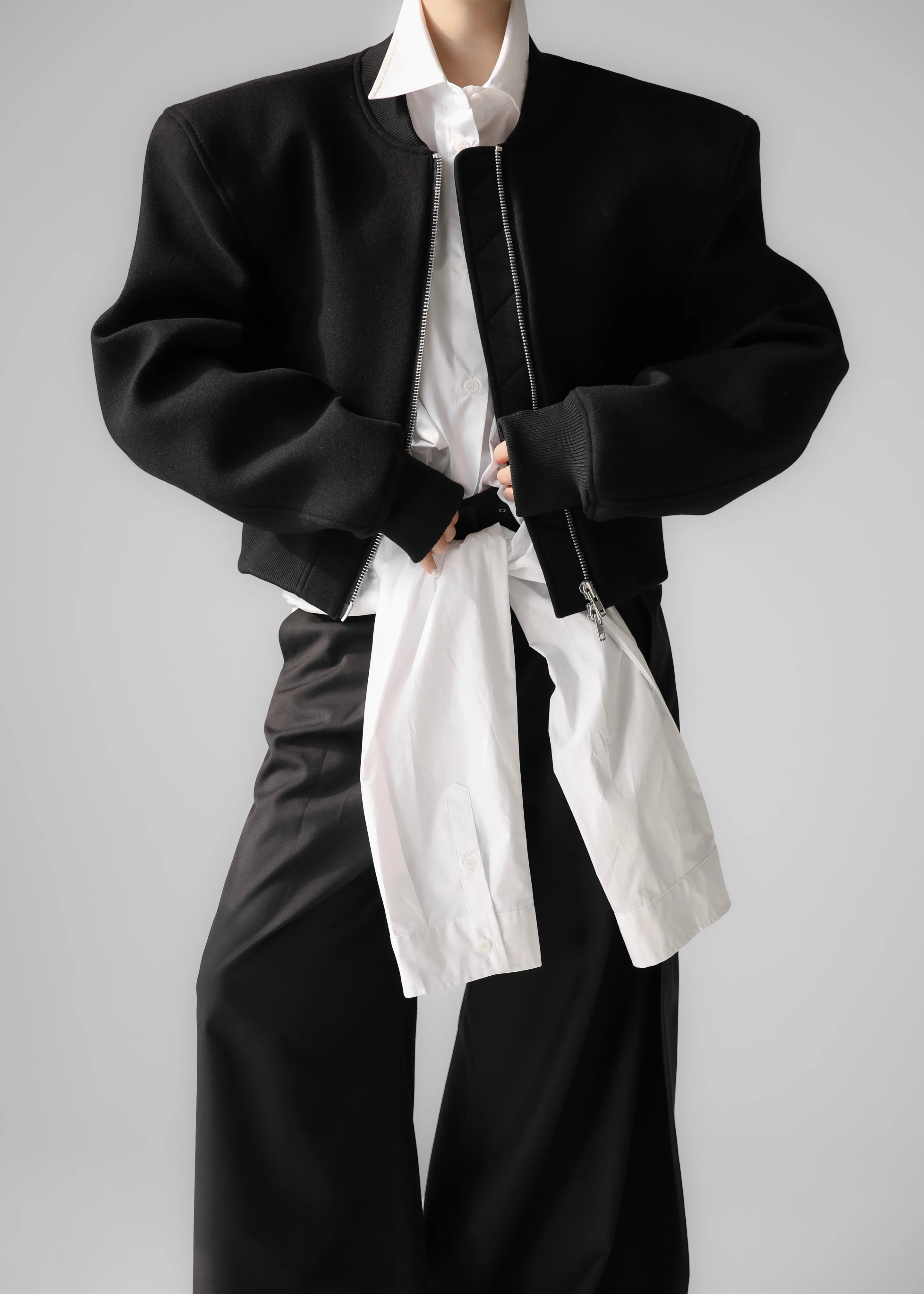 Glane Padded Wool Bomber Jacket - Black sold by Frankie Shop