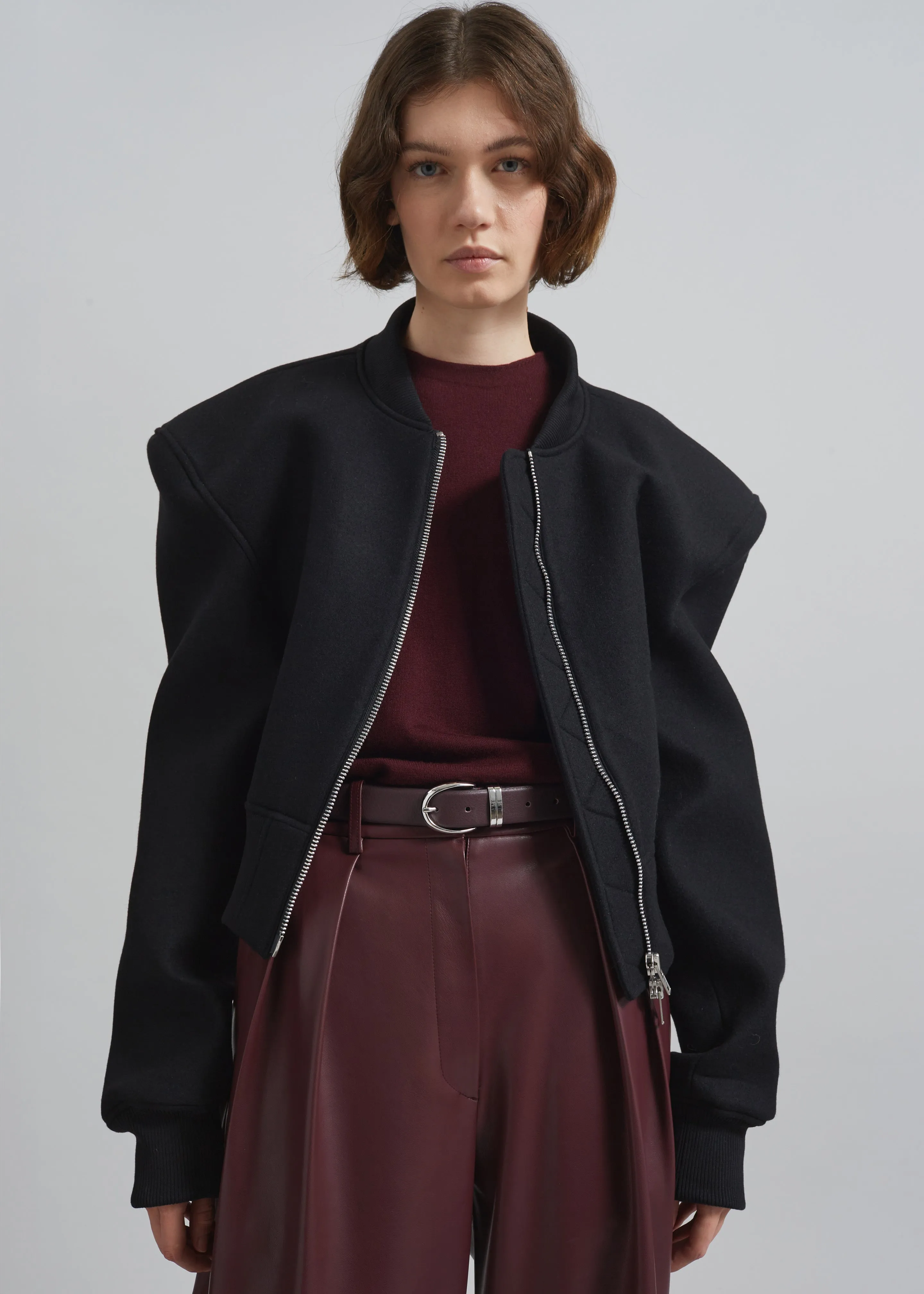 Glane Padded Wool Bomber Jacket - Black sold by Frankie Shop product image thumbnail 3