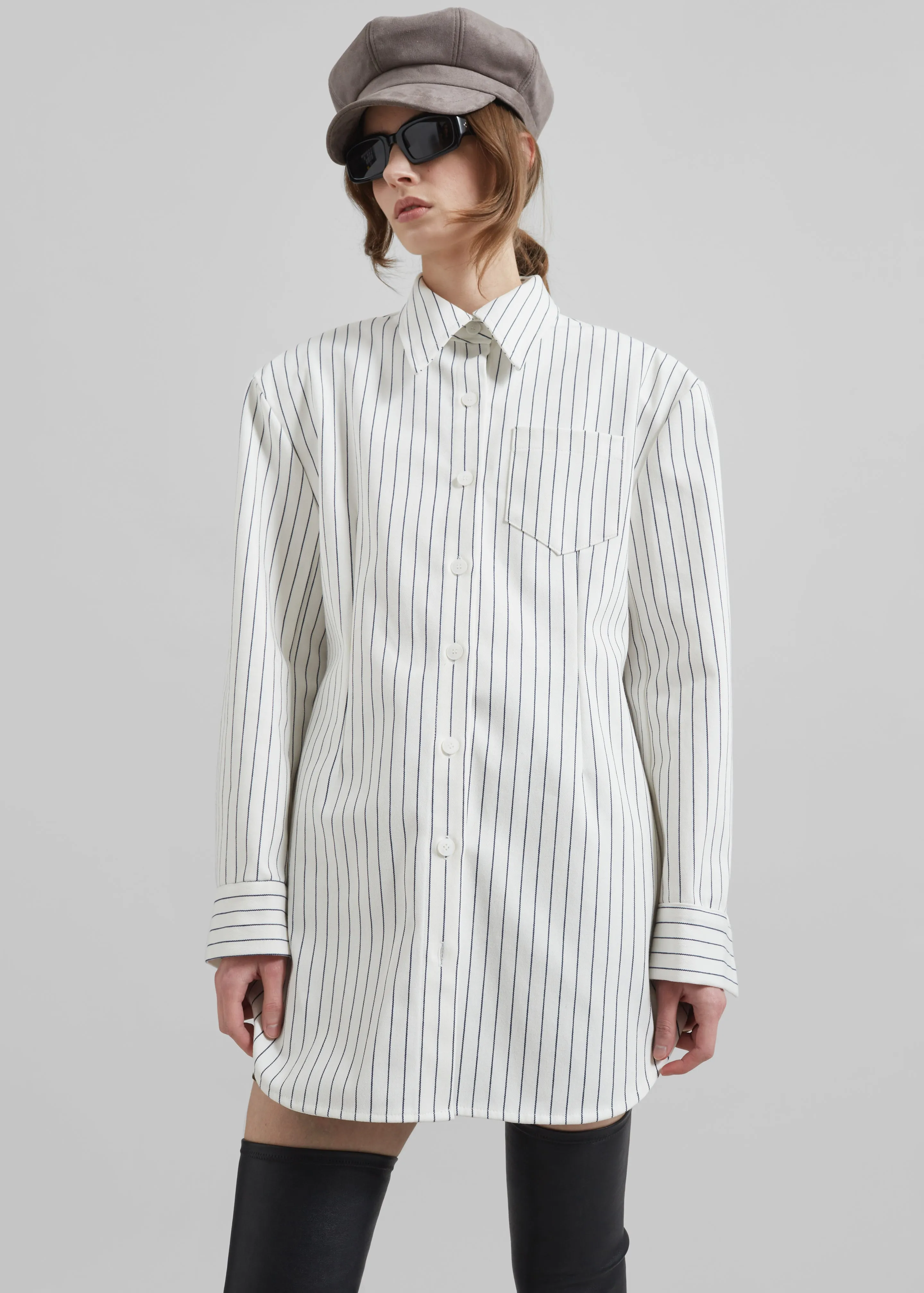 Sterford Pocket Shirt - White/Black Stripe sold by Frankie Shop