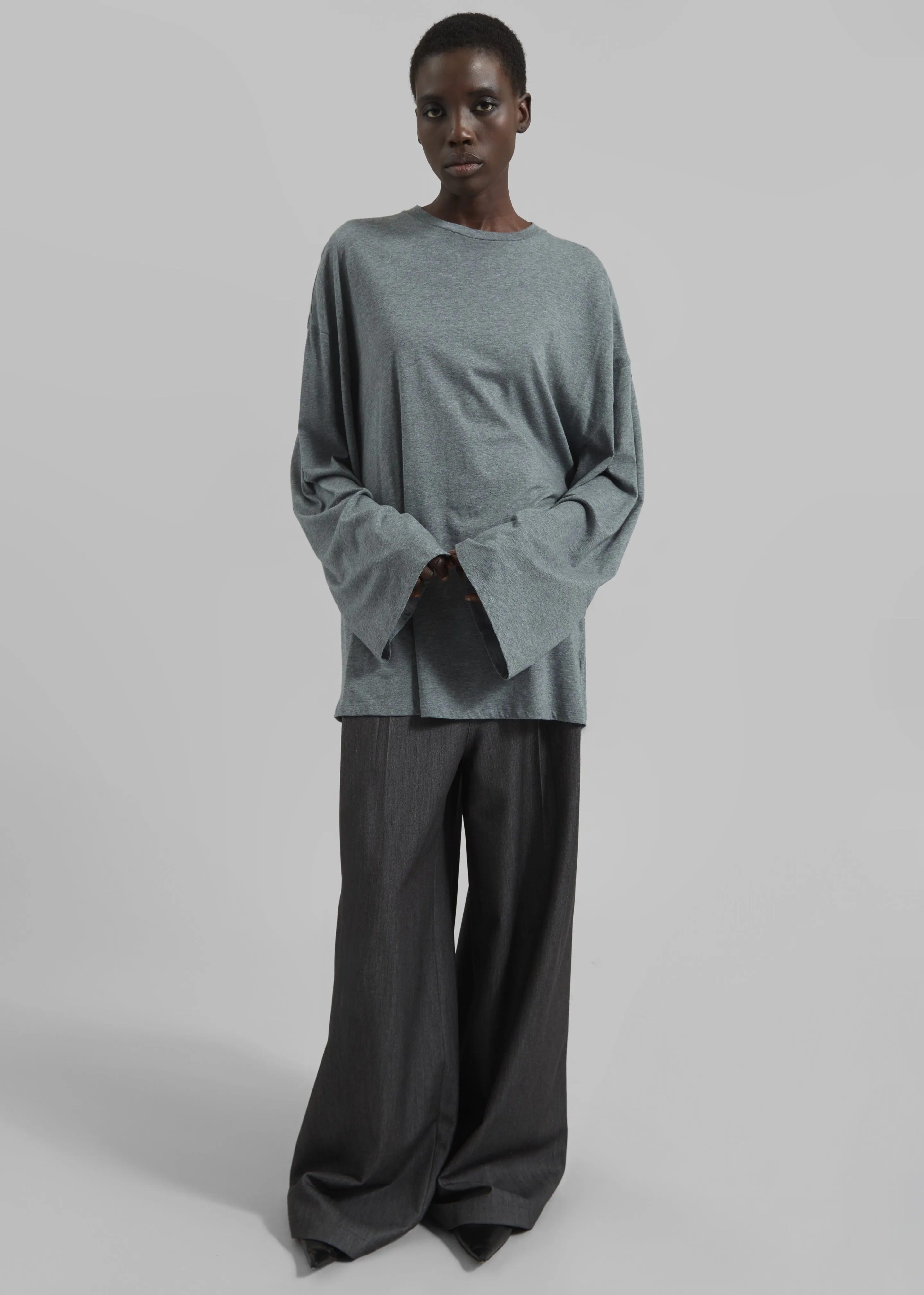Rio Oversized Sleeve Tee - Dark Grey Melange sold by Frankie Shop