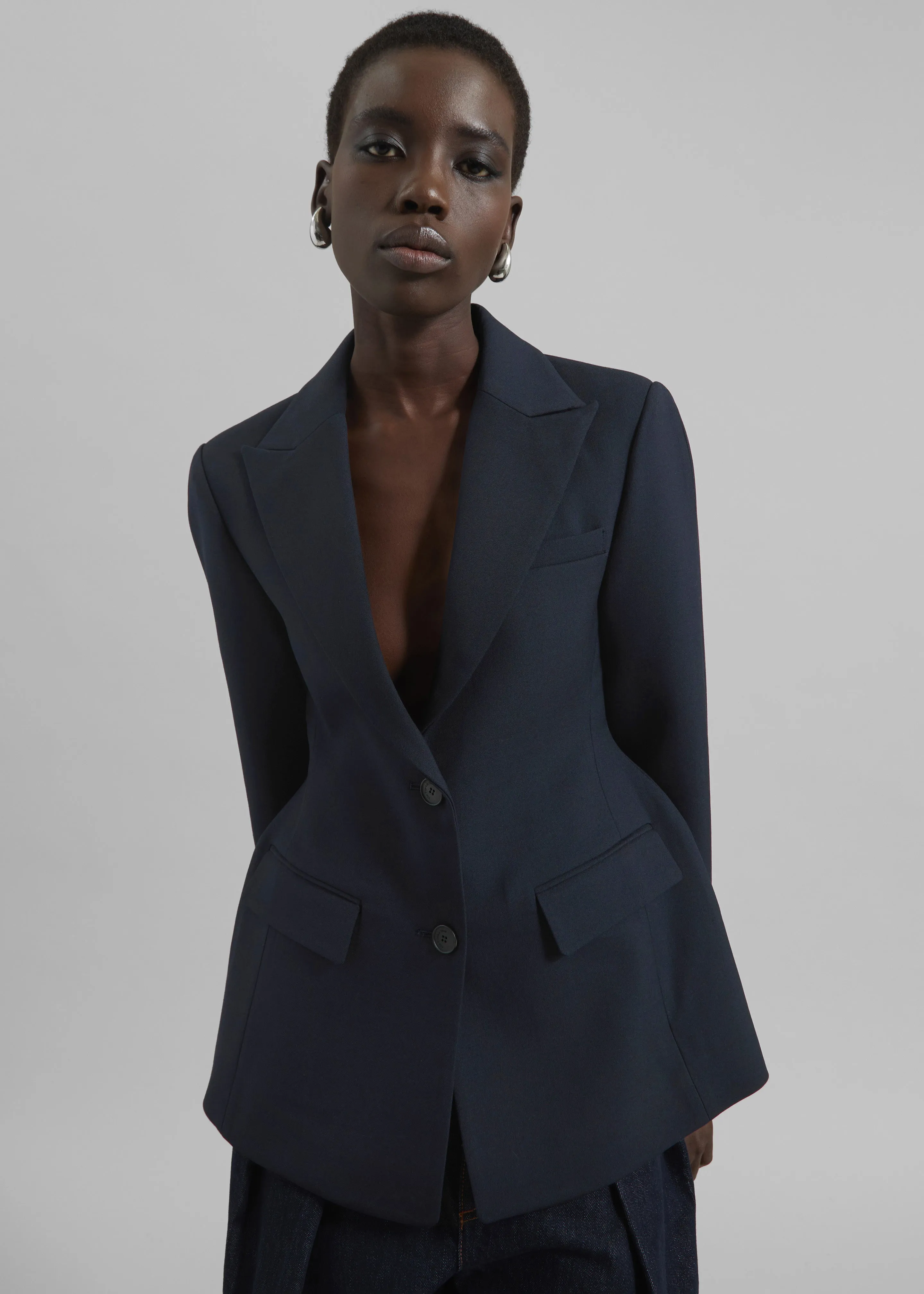 Colette Hourglass Twill Blazer - Navy sold by Frankie Shop