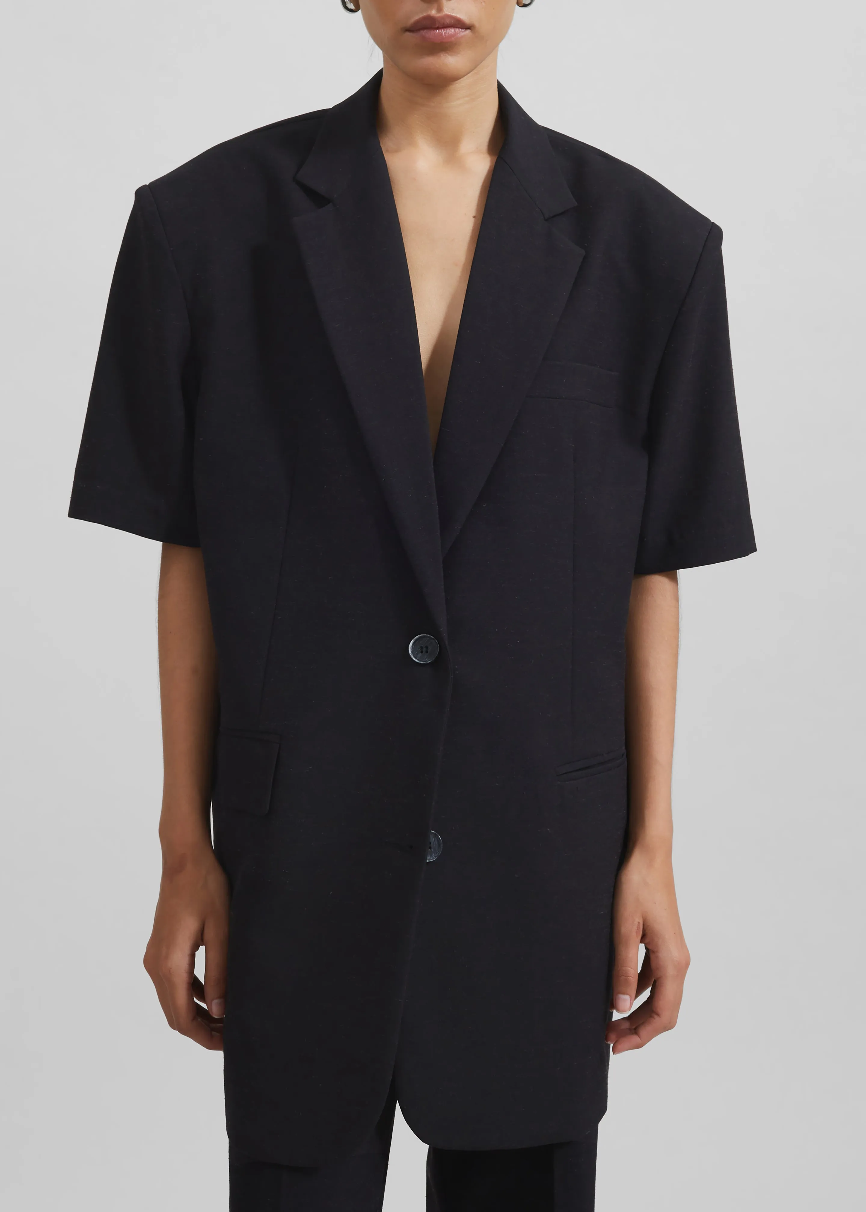 Maisie Short Sleeve Twill Blazer - Black sold by Frankie Shop product image thumbnail 3