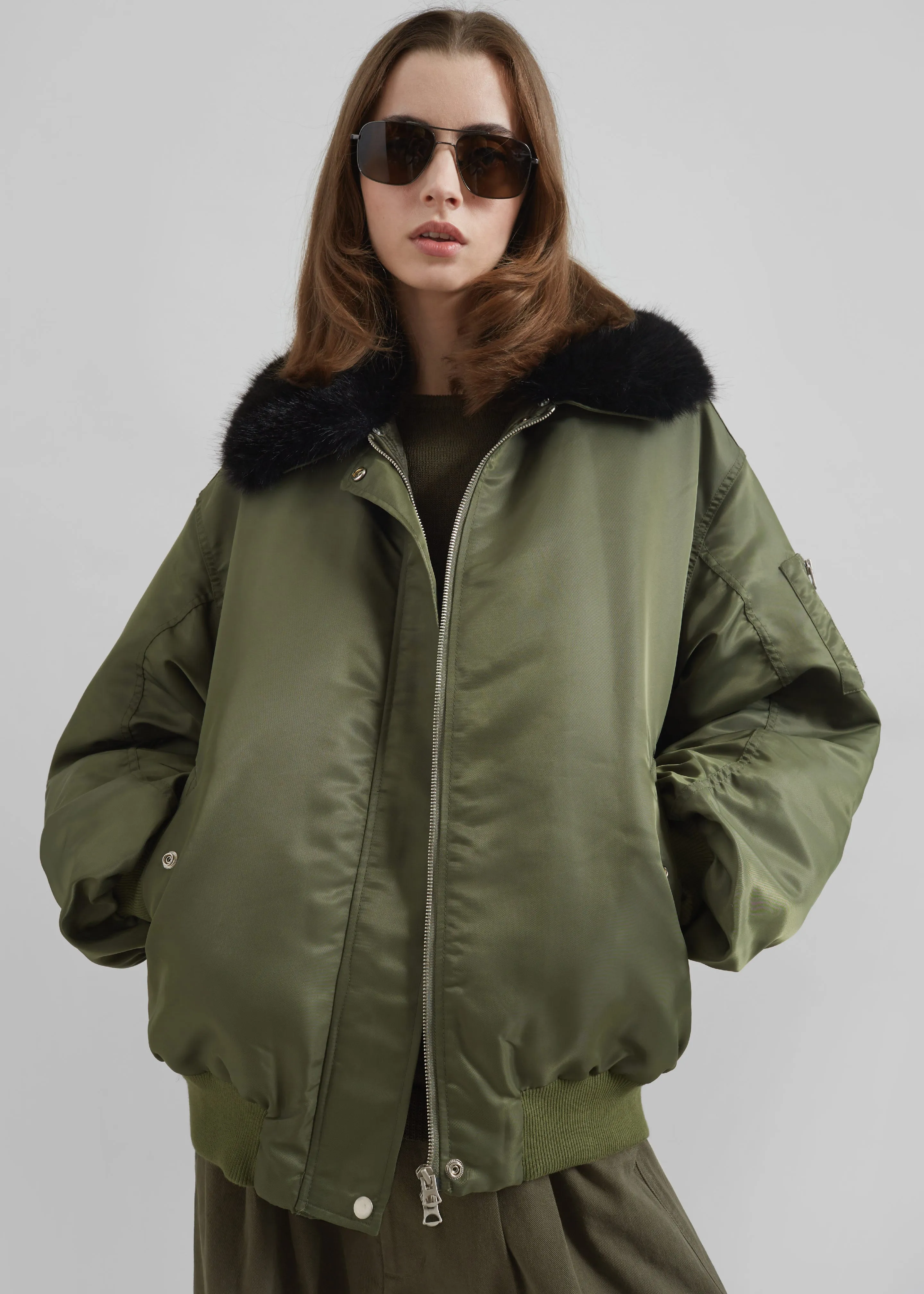 Brecon Padded Bomber Jacket - Olive sold by Frankie Shop product image thumbnail 5