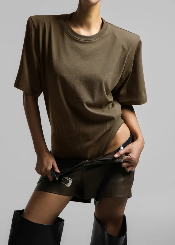 Meida Padded T-Shirt Bodysuit - Khaki sold by Frankie Shop