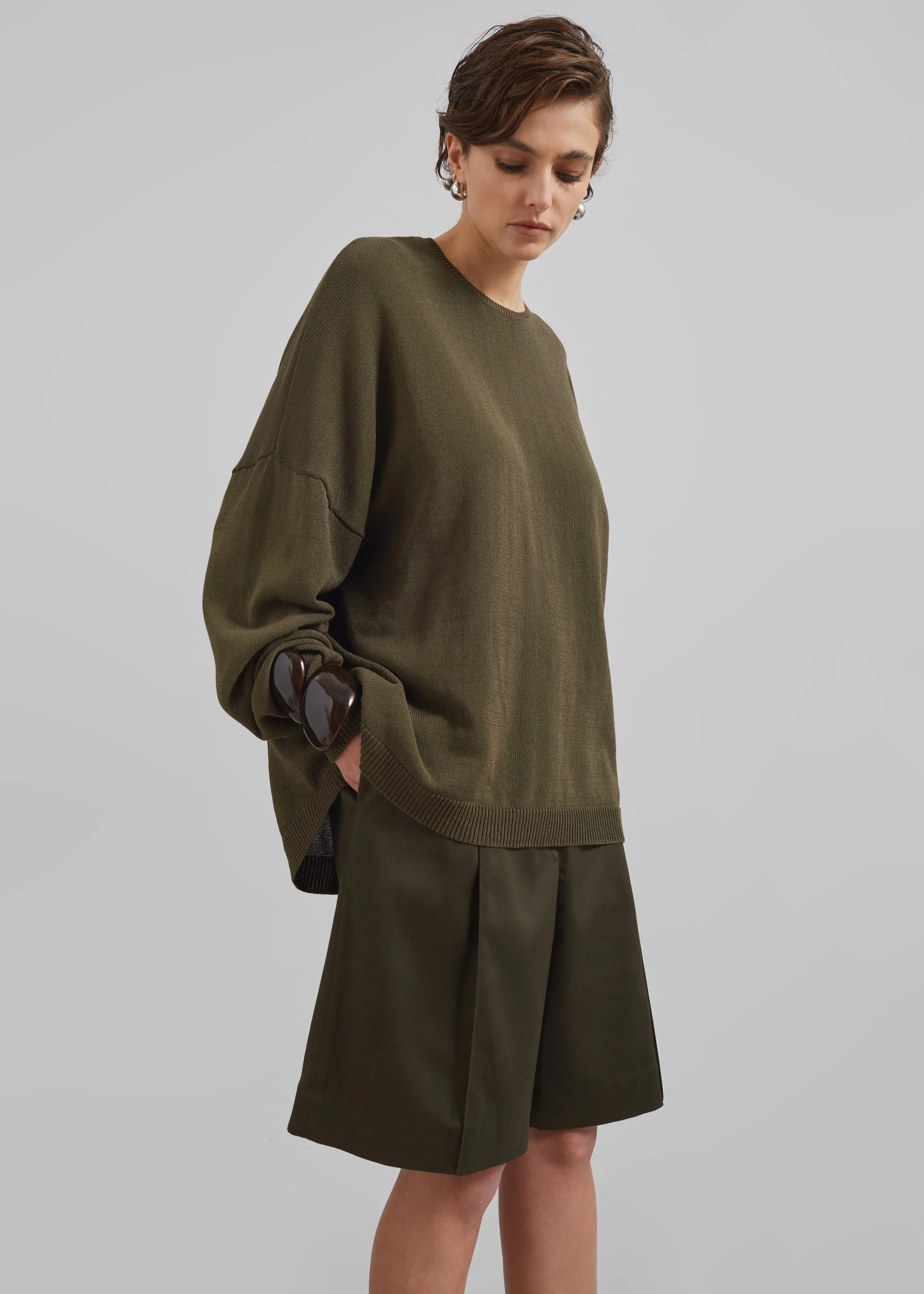 Basel Crew Neck Sweater - Khaki sold by Frankie Shop product image thumbnail 3