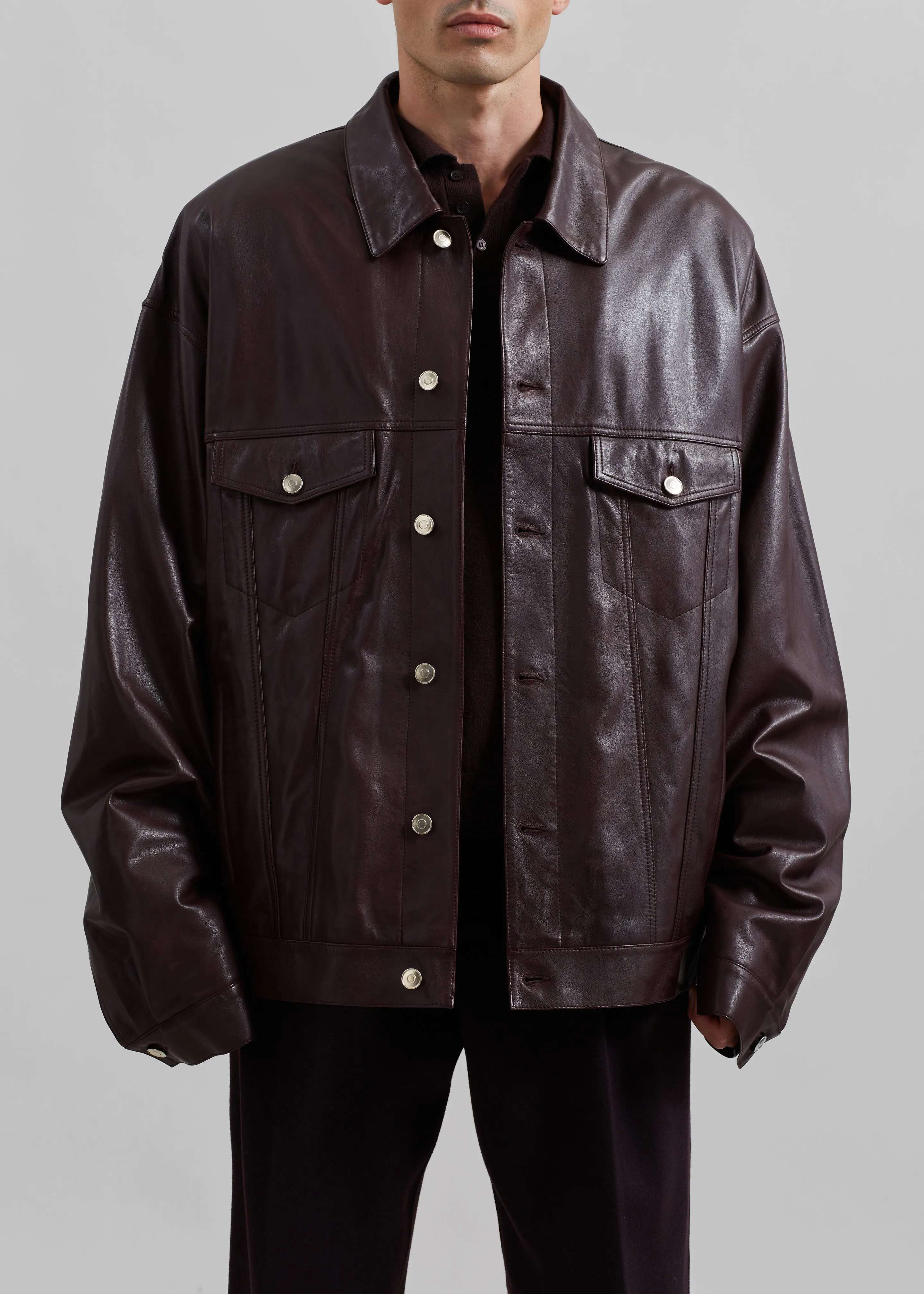 Conan Faux Leather Jacket - Burgundy sold by Frankie Shop product image thumbnail 2