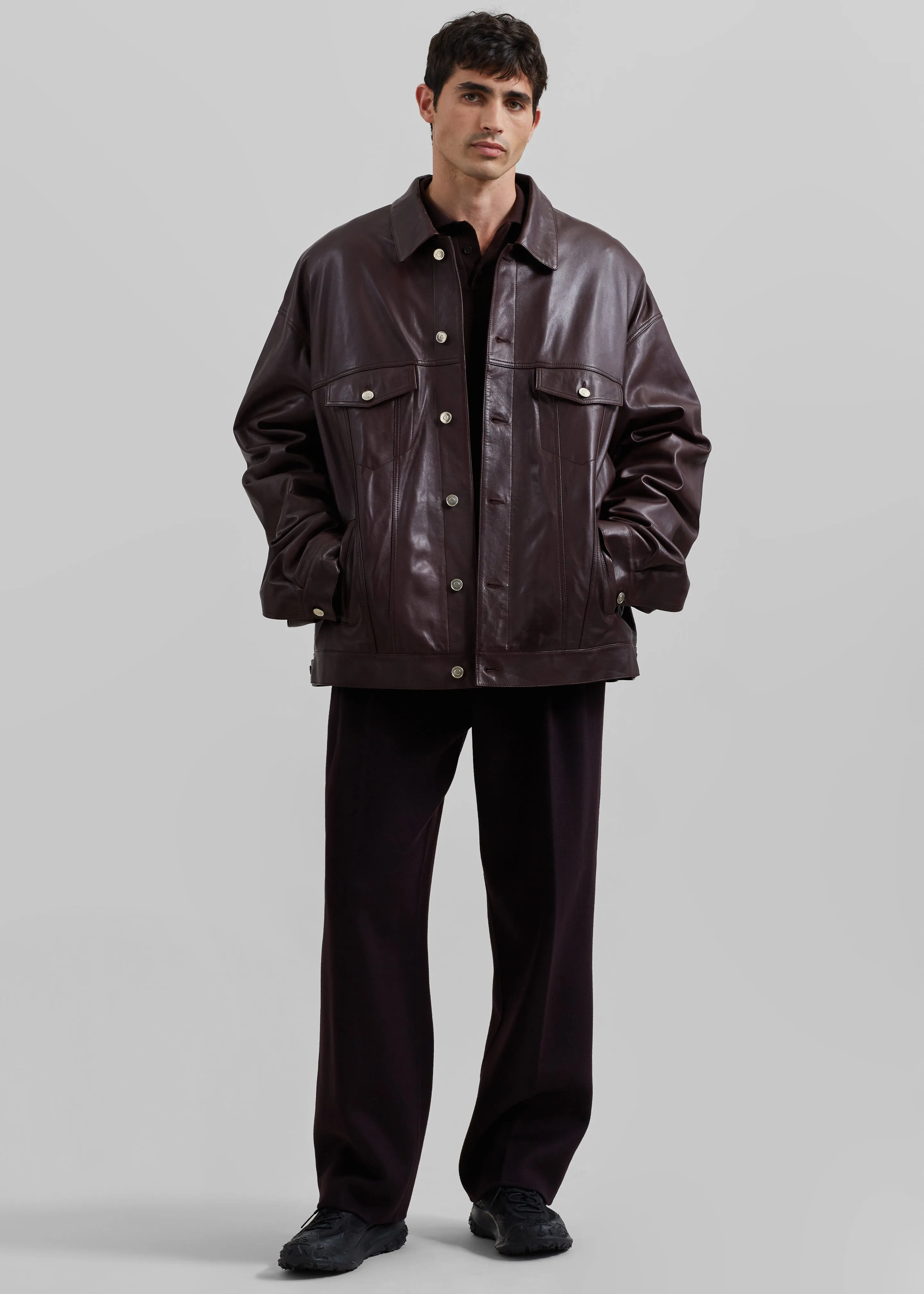 Conan Faux Leather Jacket - Burgundy sold by Frankie Shop product image thumbnail 3