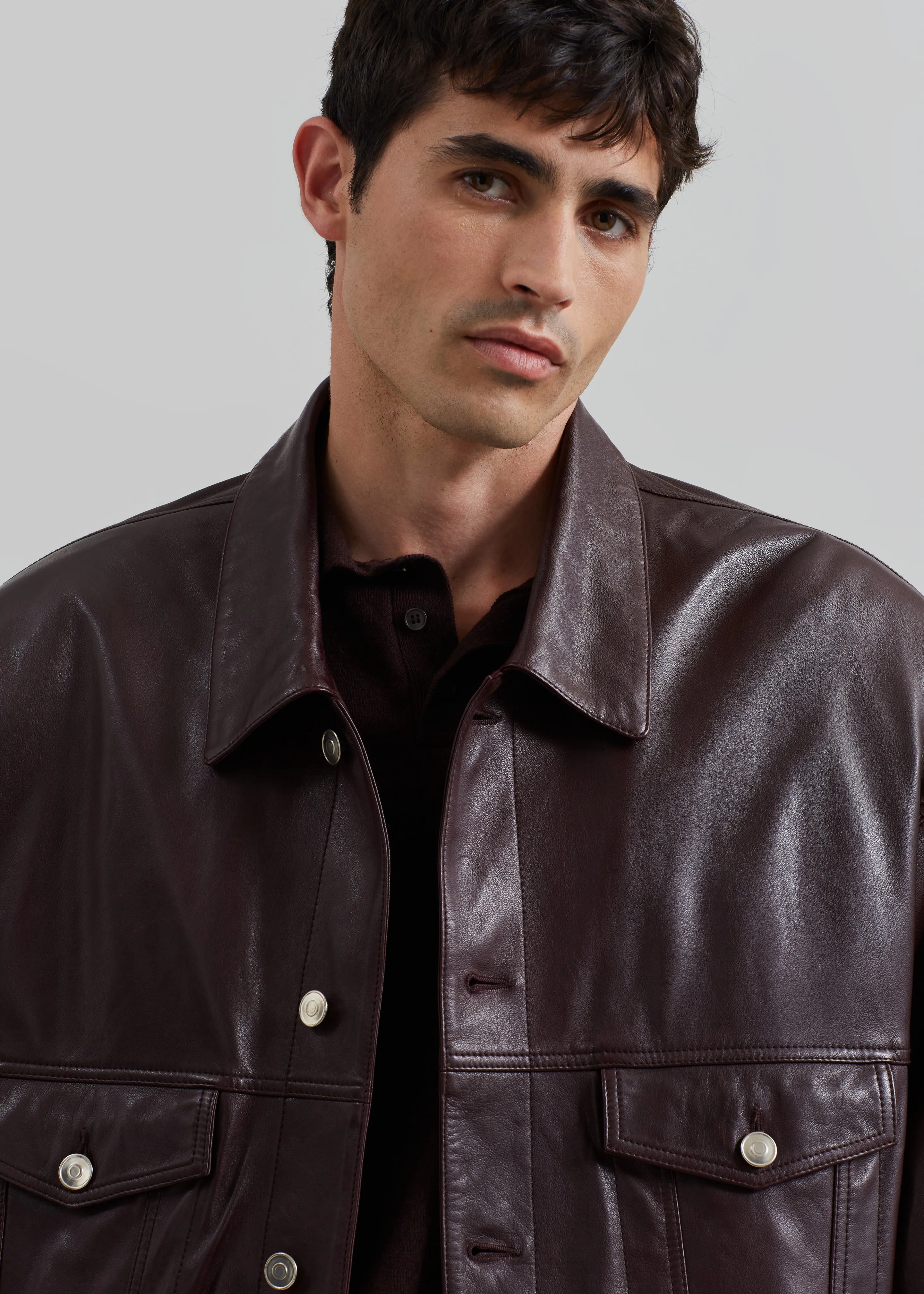Conan Faux Leather Jacket - Burgundy sold by Frankie Shop product image thumbnail 4