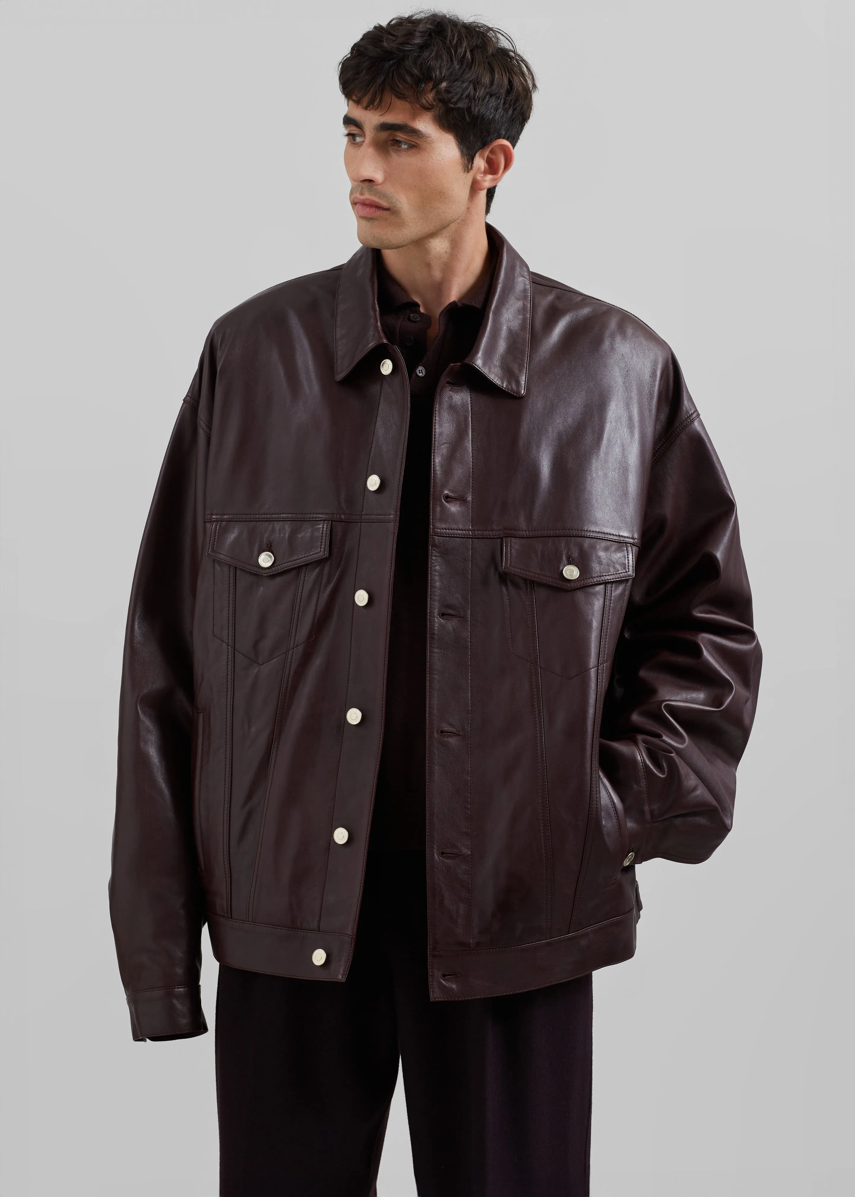 Conan Faux Leather Jacket - Burgundy sold by Frankie Shop product image thumbnail 5