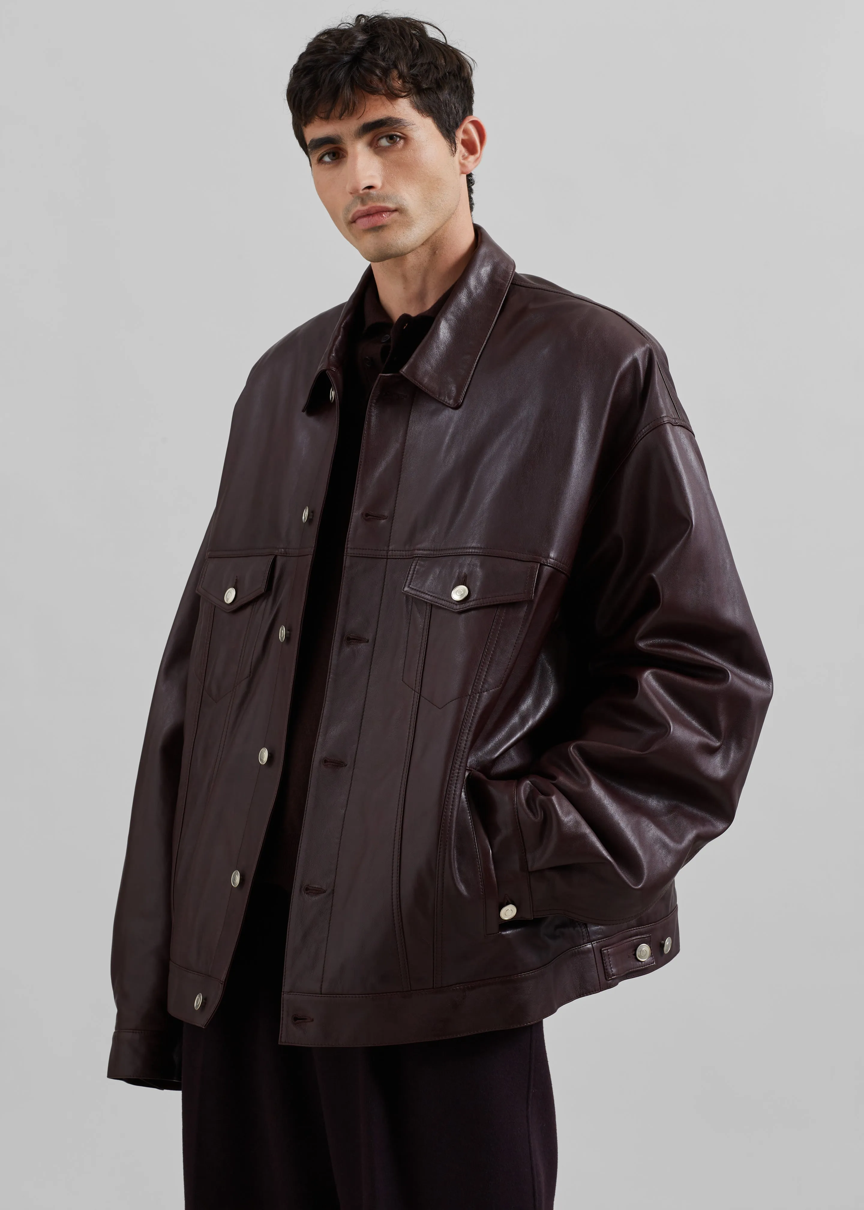 Conan Faux Leather Jacket - Burgundy sold by Frankie Shop