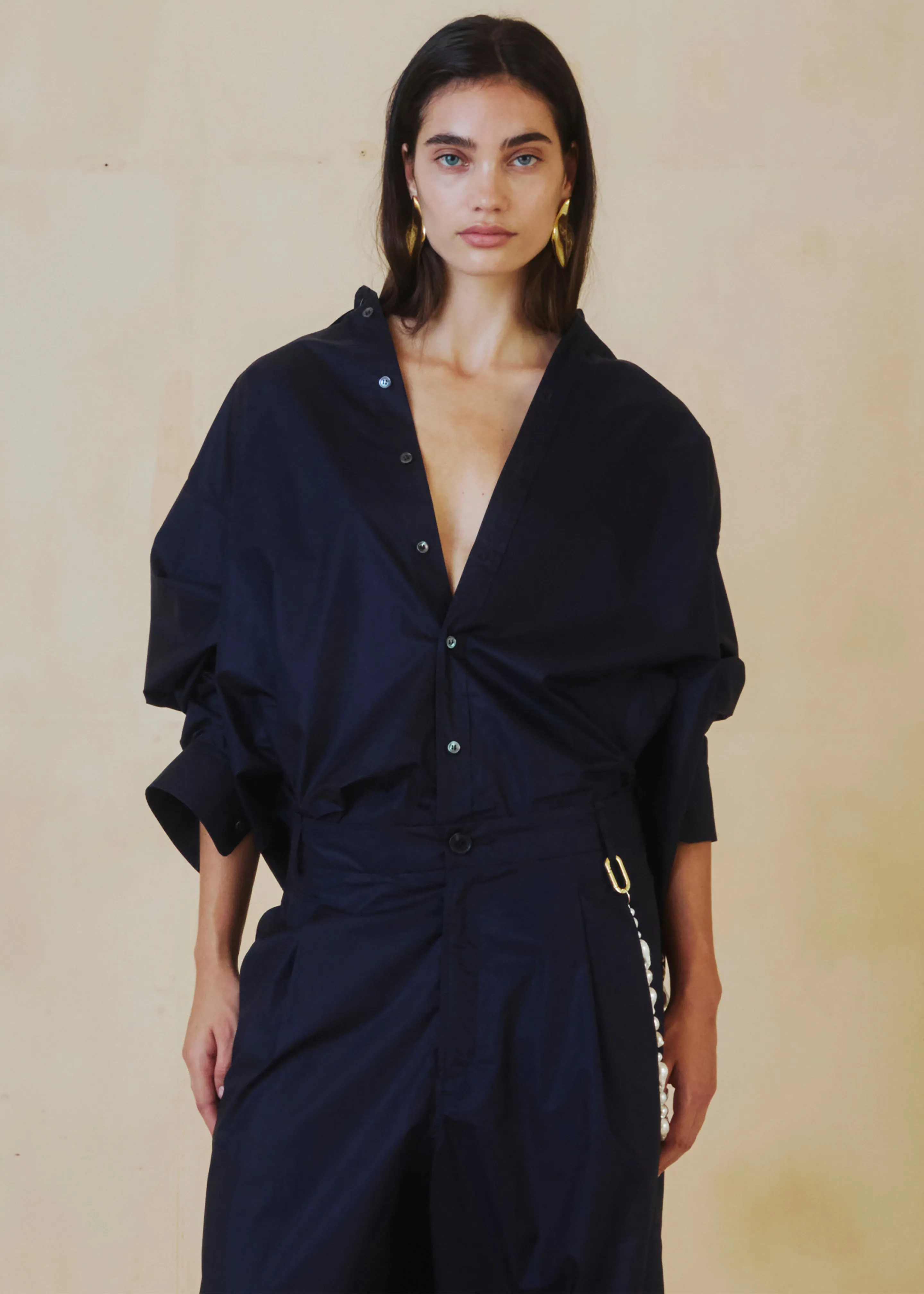 Darkpark Anne Tailored Poplin Shirt - Blue Navy sold by Frankie Shop