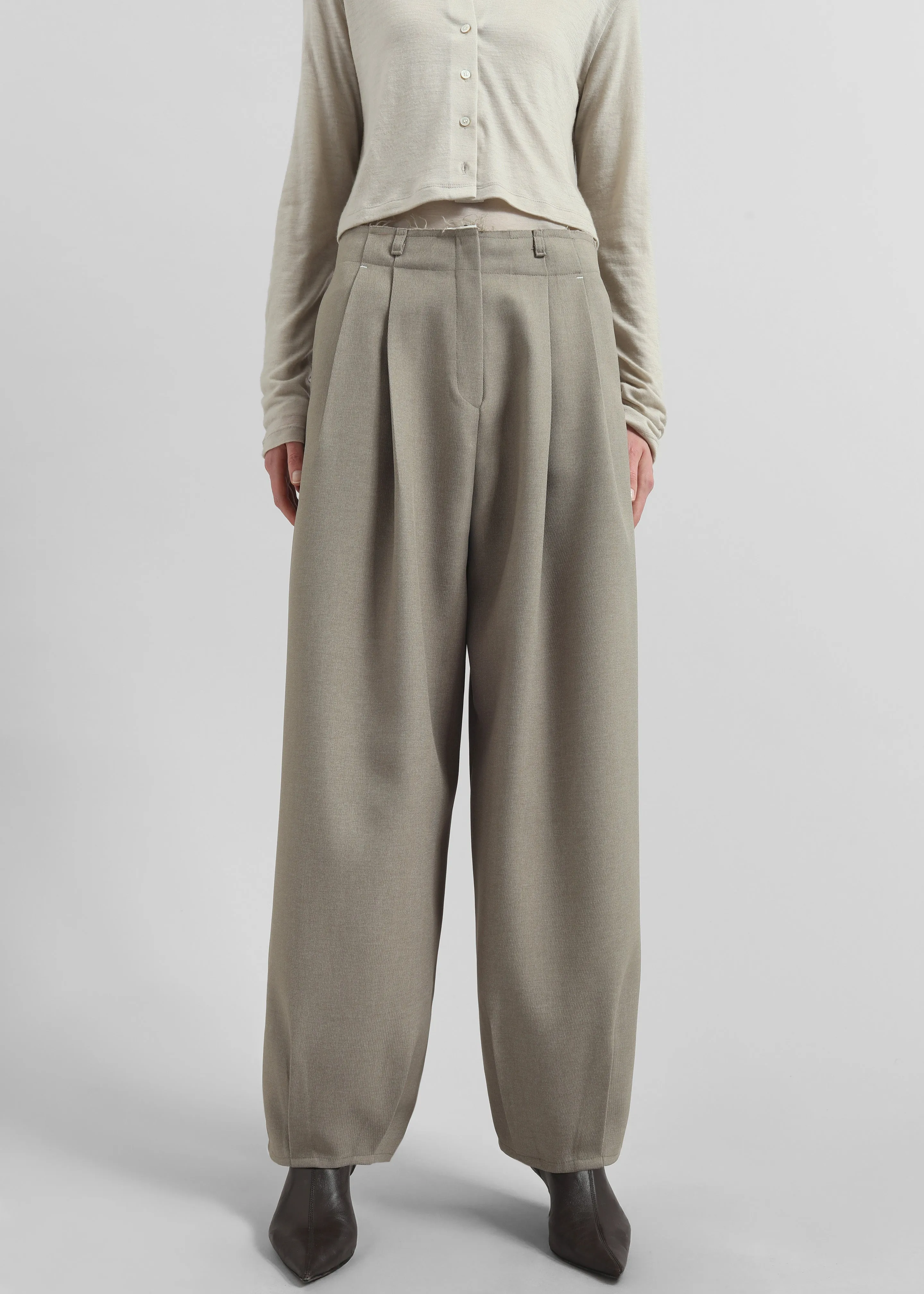 Benicia Tapered Leg Trousers - Taupe sold by Frankie Shop