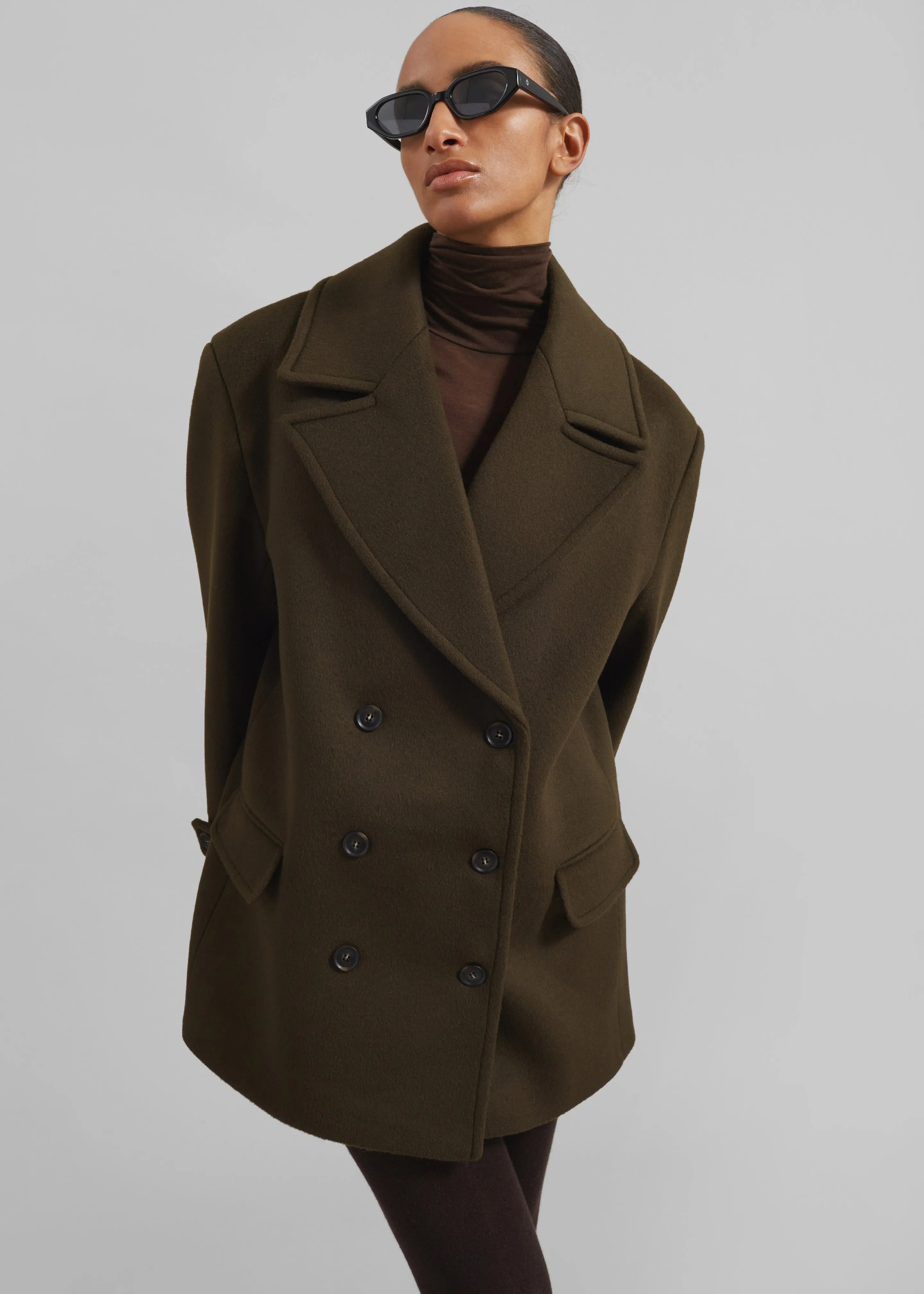 Althorp Wool Peacoat - Khaki Brown sold by Frankie Shop
