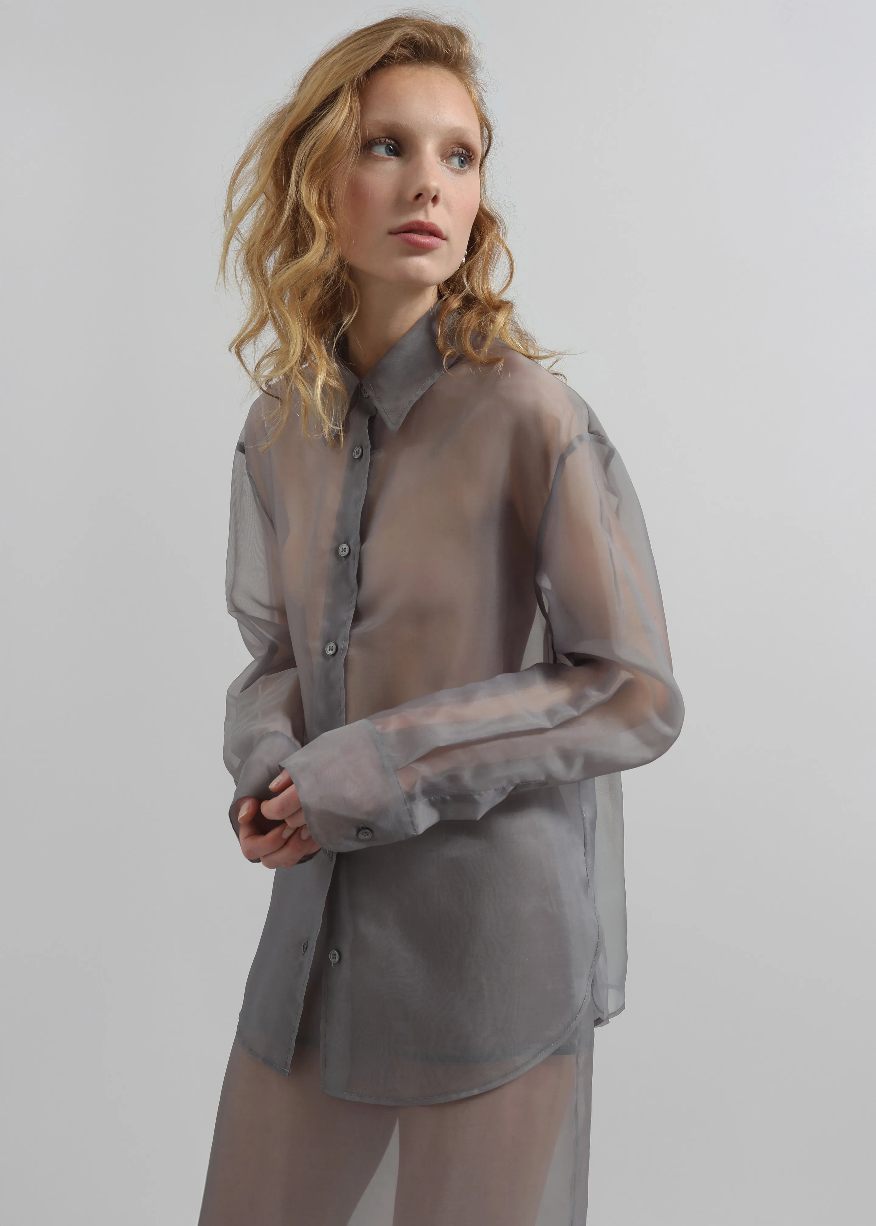 Peri Sheer Shirt - Grey sold by Frankie Shop