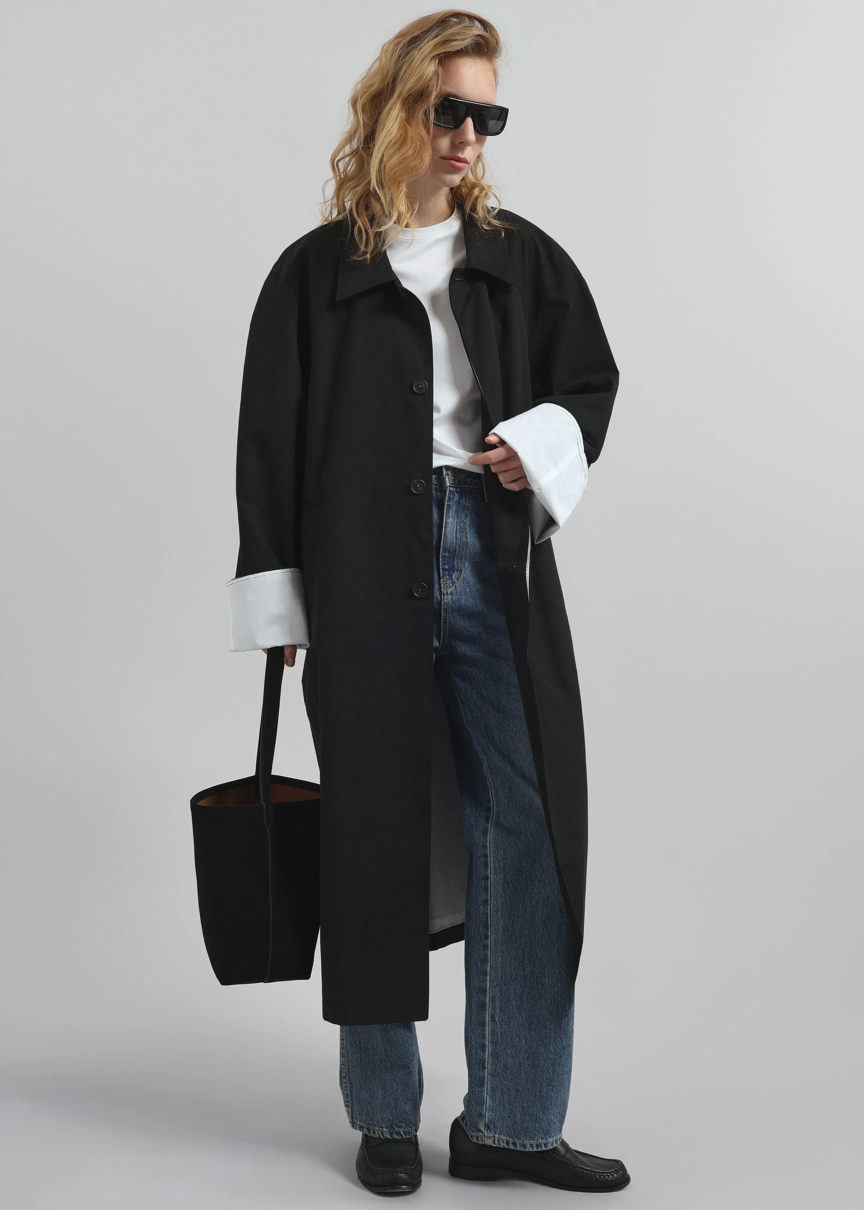 Arlise Oversized Trench Coat - Black sold by Frankie Shop