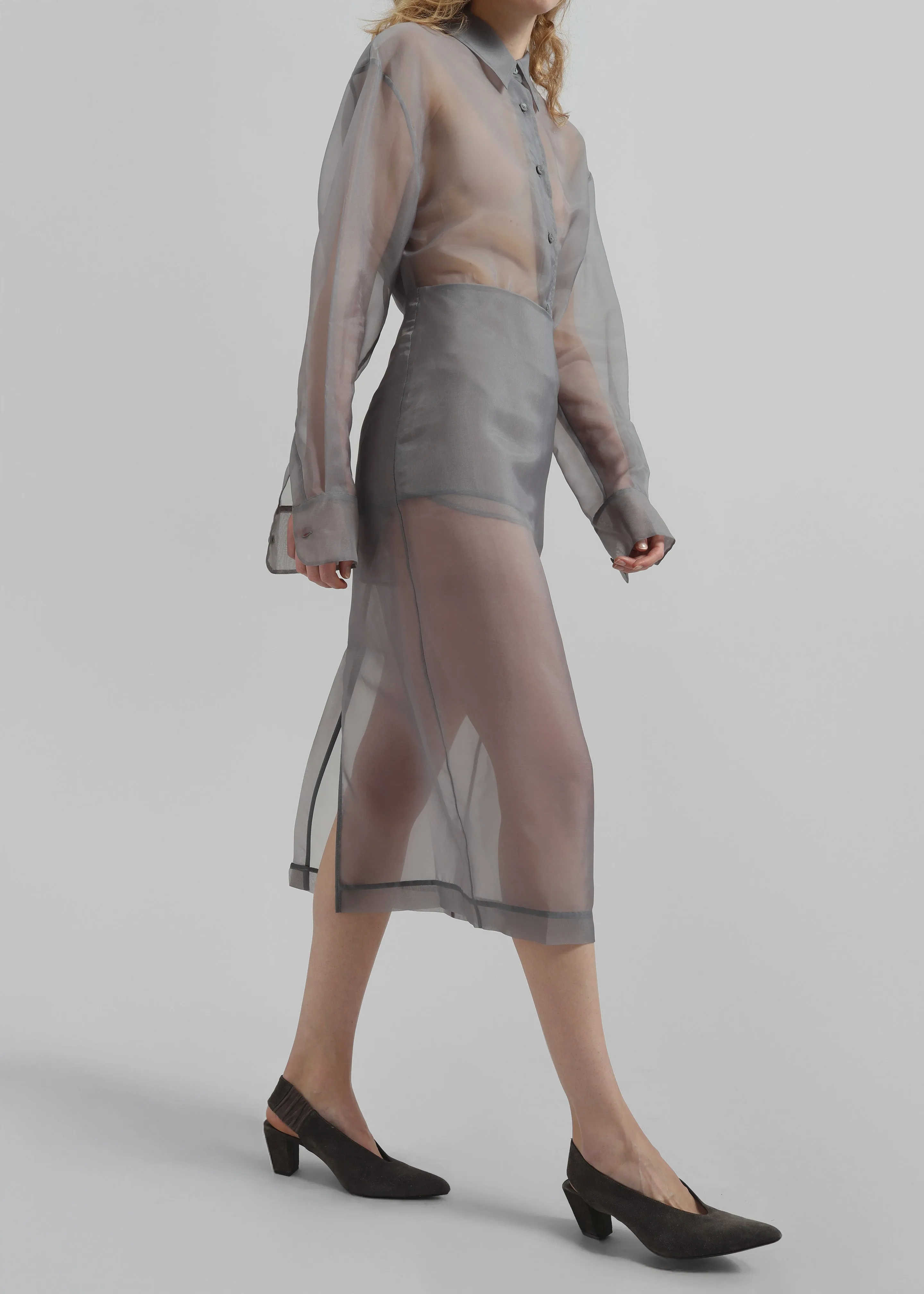 Peri Sheer Midi Skirt - Grey sold by Frankie Shop