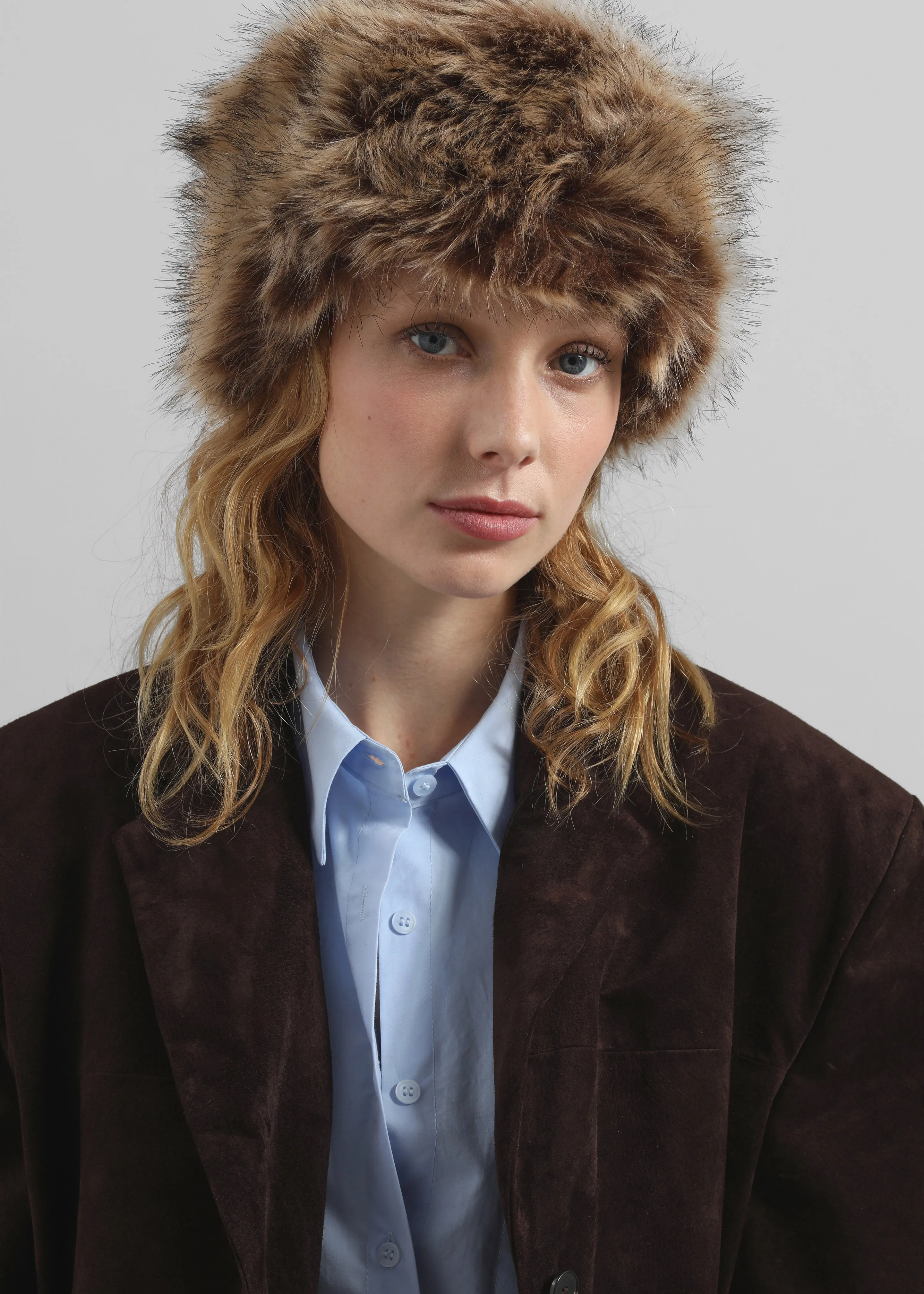 Stowe Faux Fur Hat - Brown sold by Frankie Shop