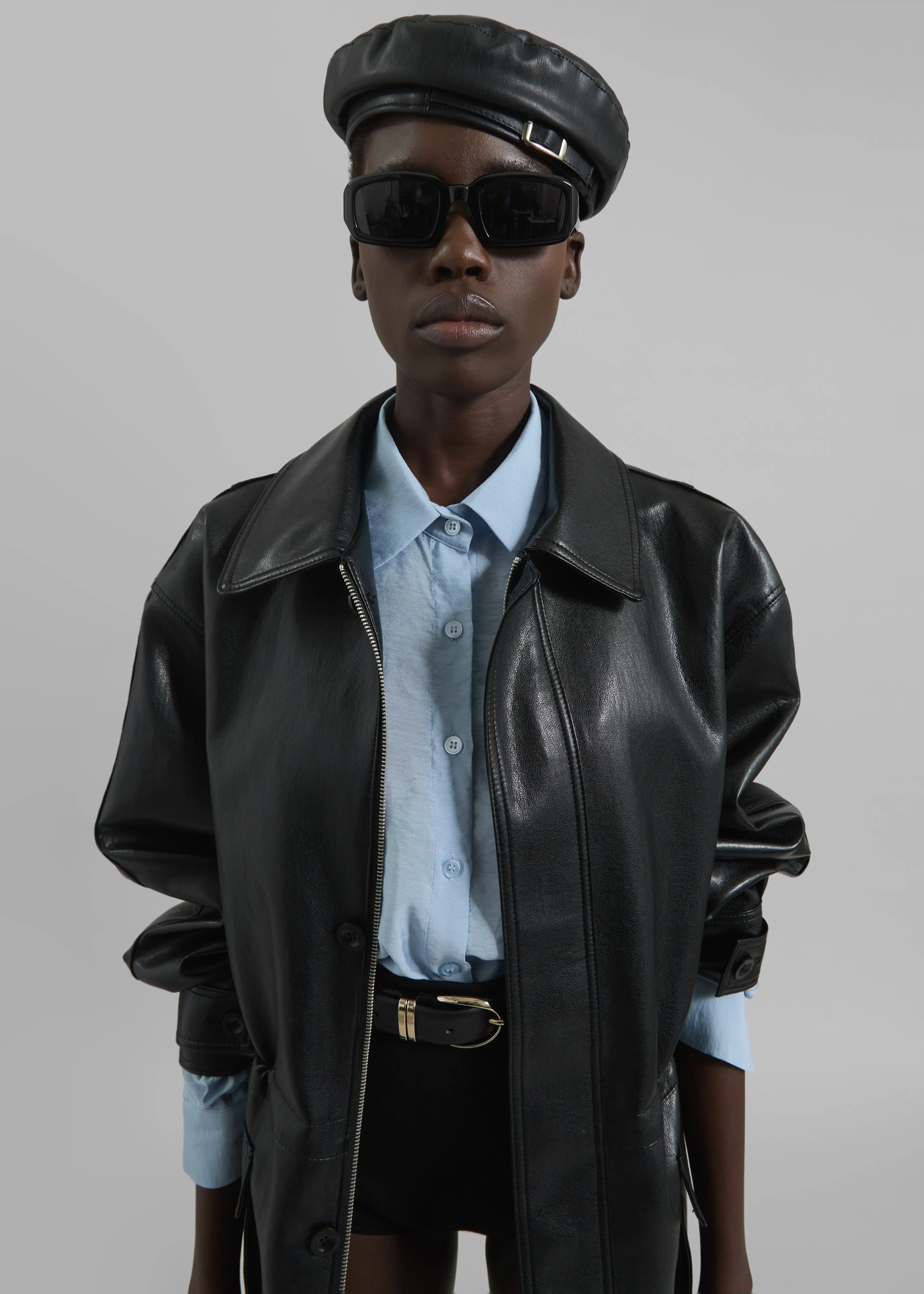 Obacka Faux Leather Beret - Black sold by Frankie Shop product image thumbnail 4