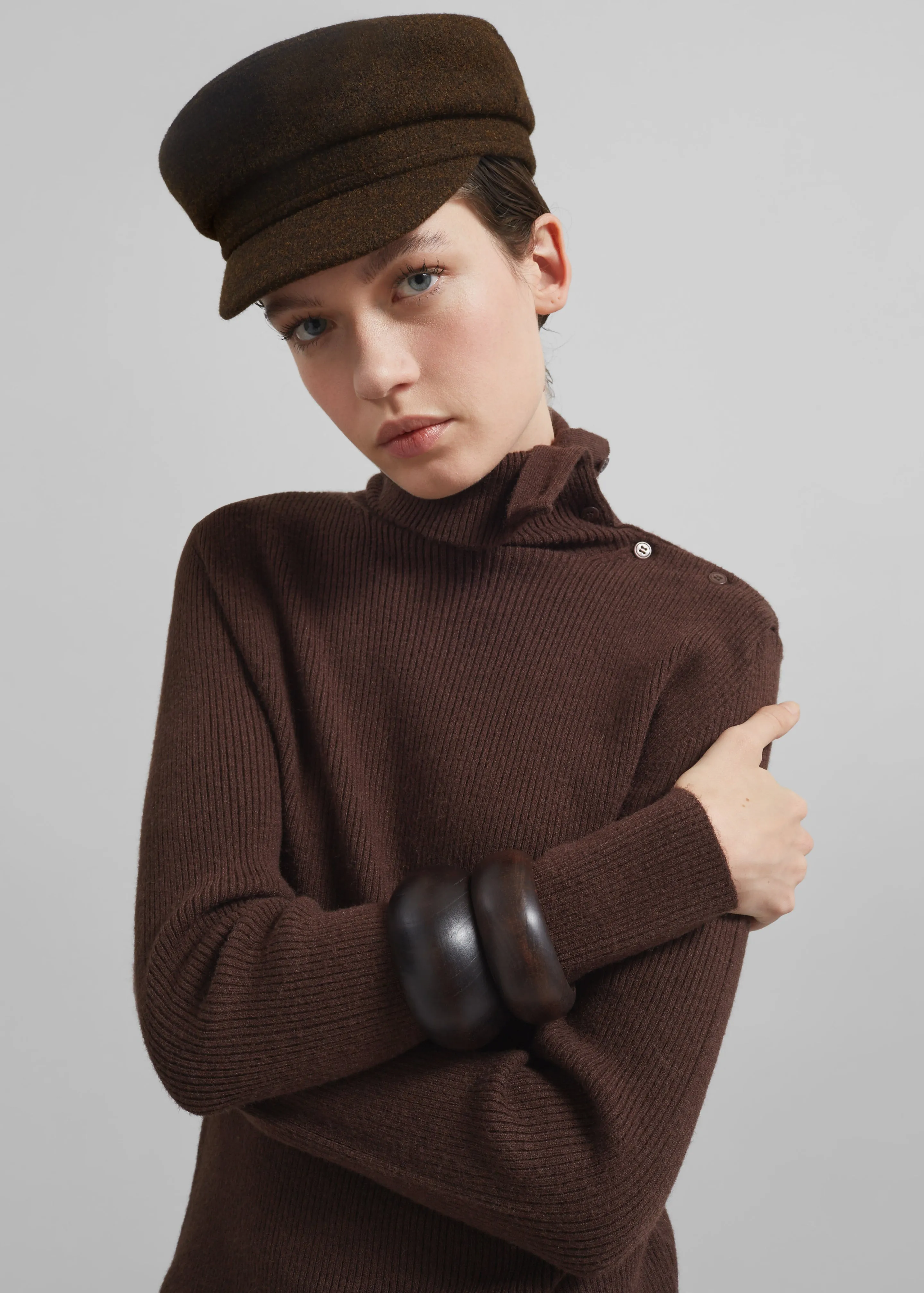 Corbet Newsboy Cap - Brown sold by Frankie Shop