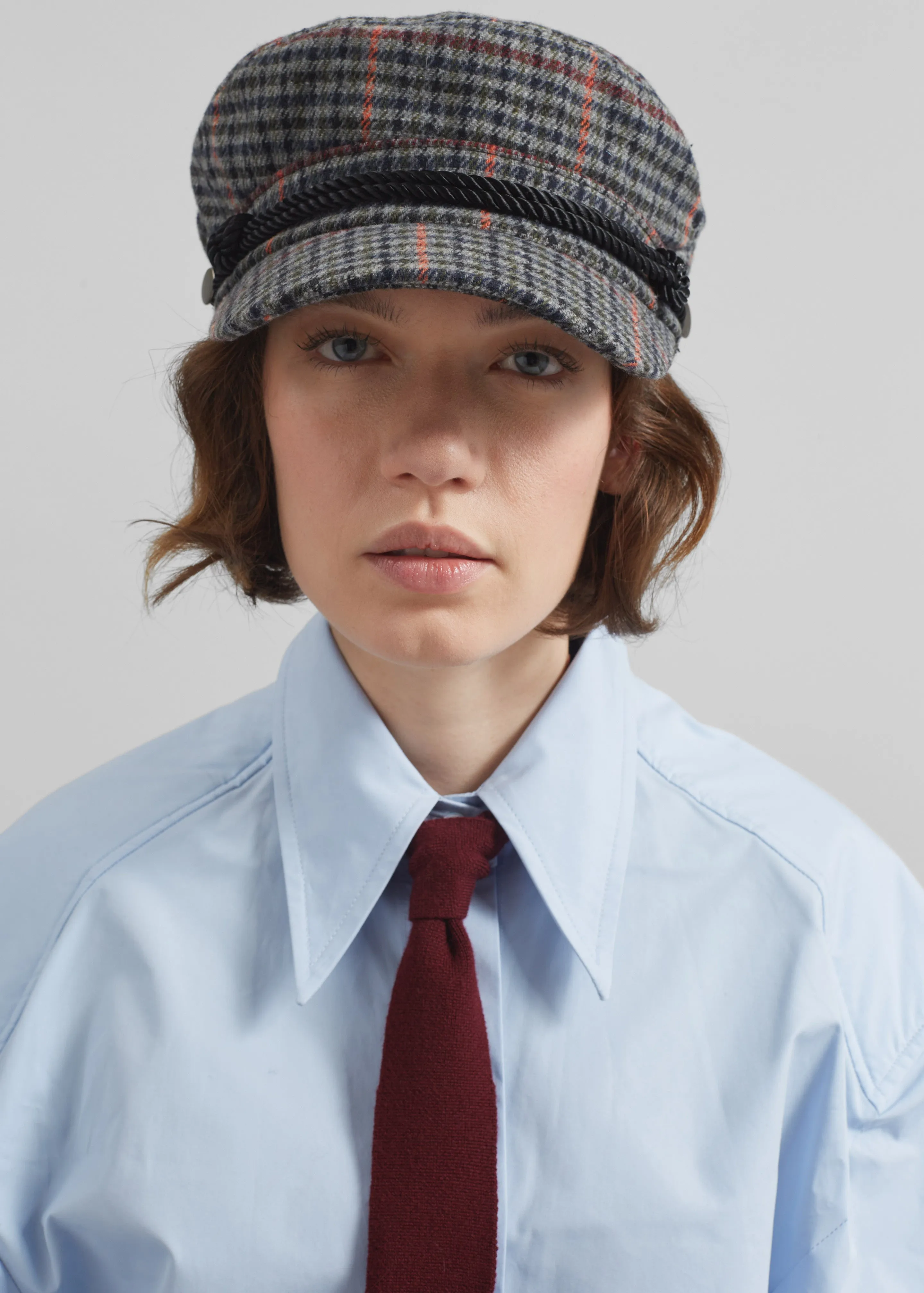 Chesney Plaid Baker Boy Cap - Grey sold by Frankie Shop product image thumbnail 3