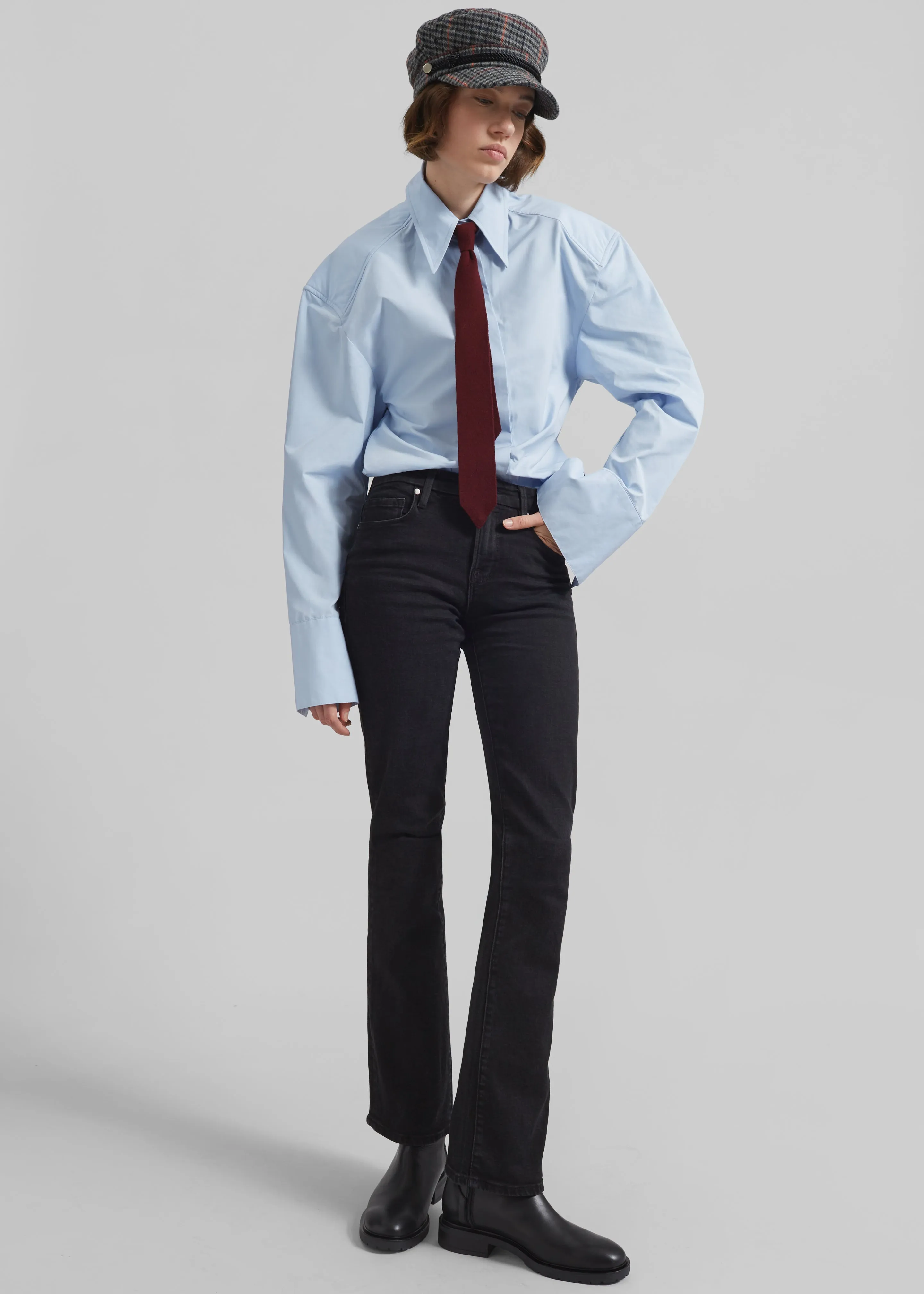 Chesney Plaid Baker Boy Cap - Grey sold by Frankie Shop product image thumbnail 5