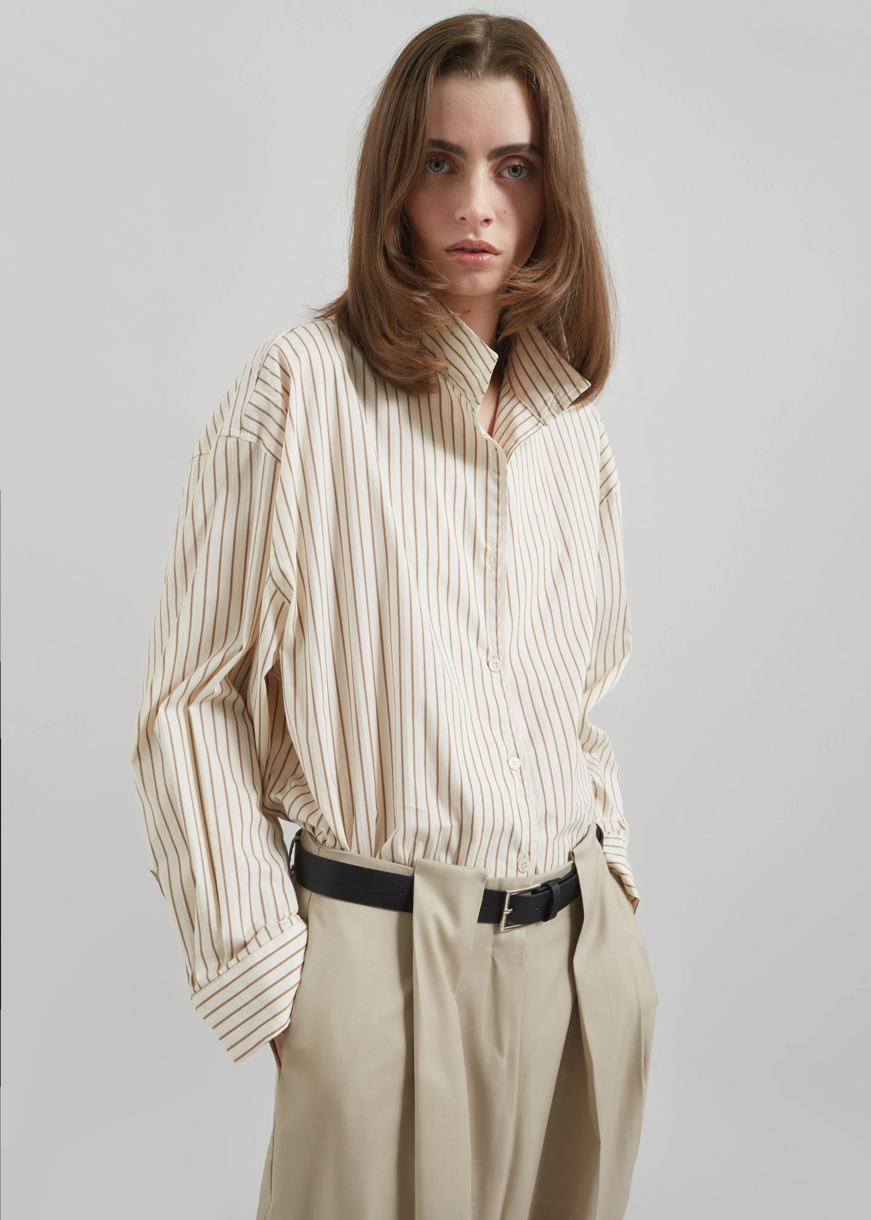 Lecco Striped Shirt - Beige Stripe sold by Frankie Shop product image thumbnail 4