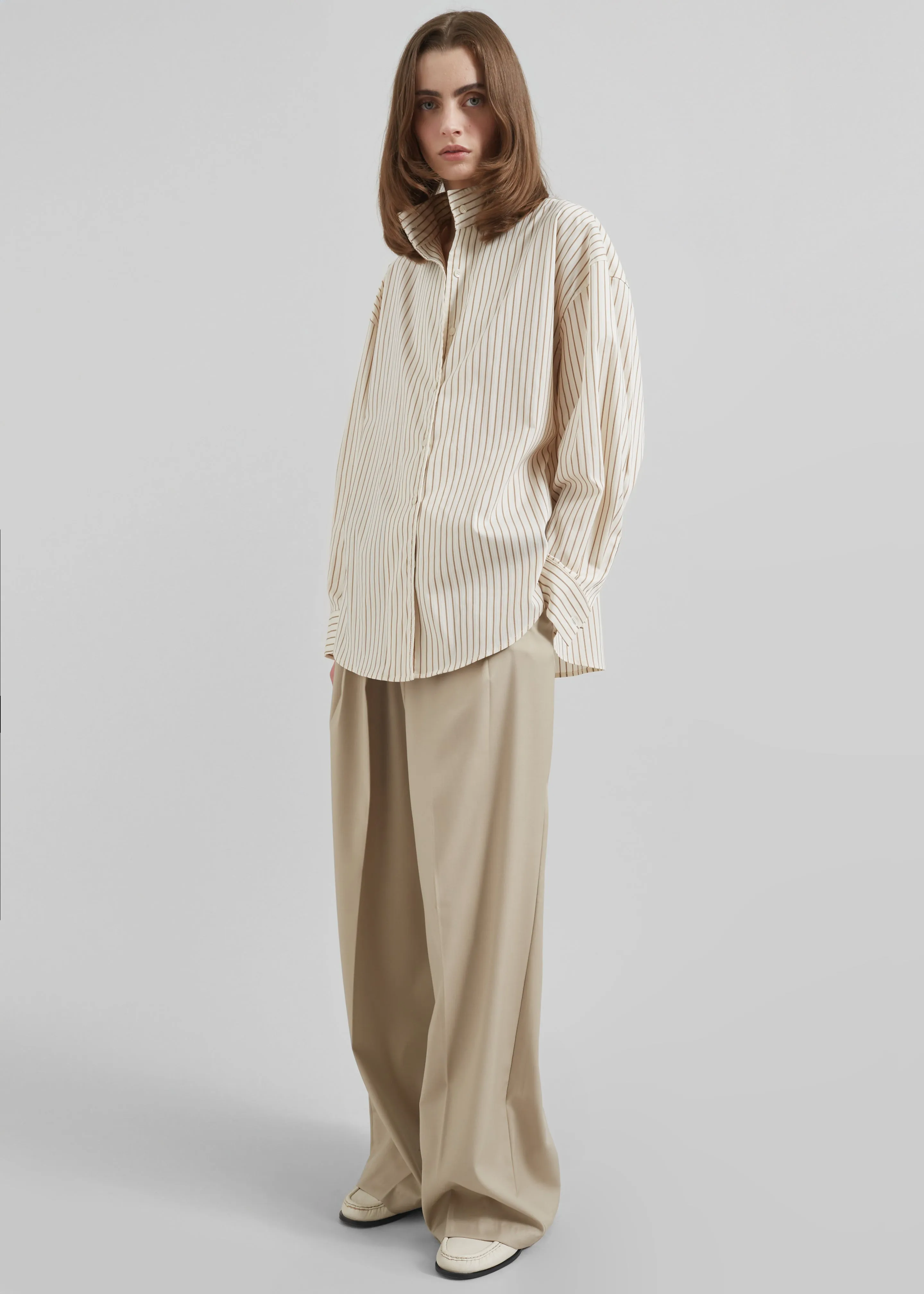 Lecco Striped Shirt - Beige Stripe sold by Frankie Shop product image thumbnail 3