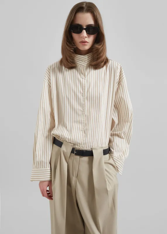 Lecco Striped Shirt - Beige Stripe sold by Frankie Shop