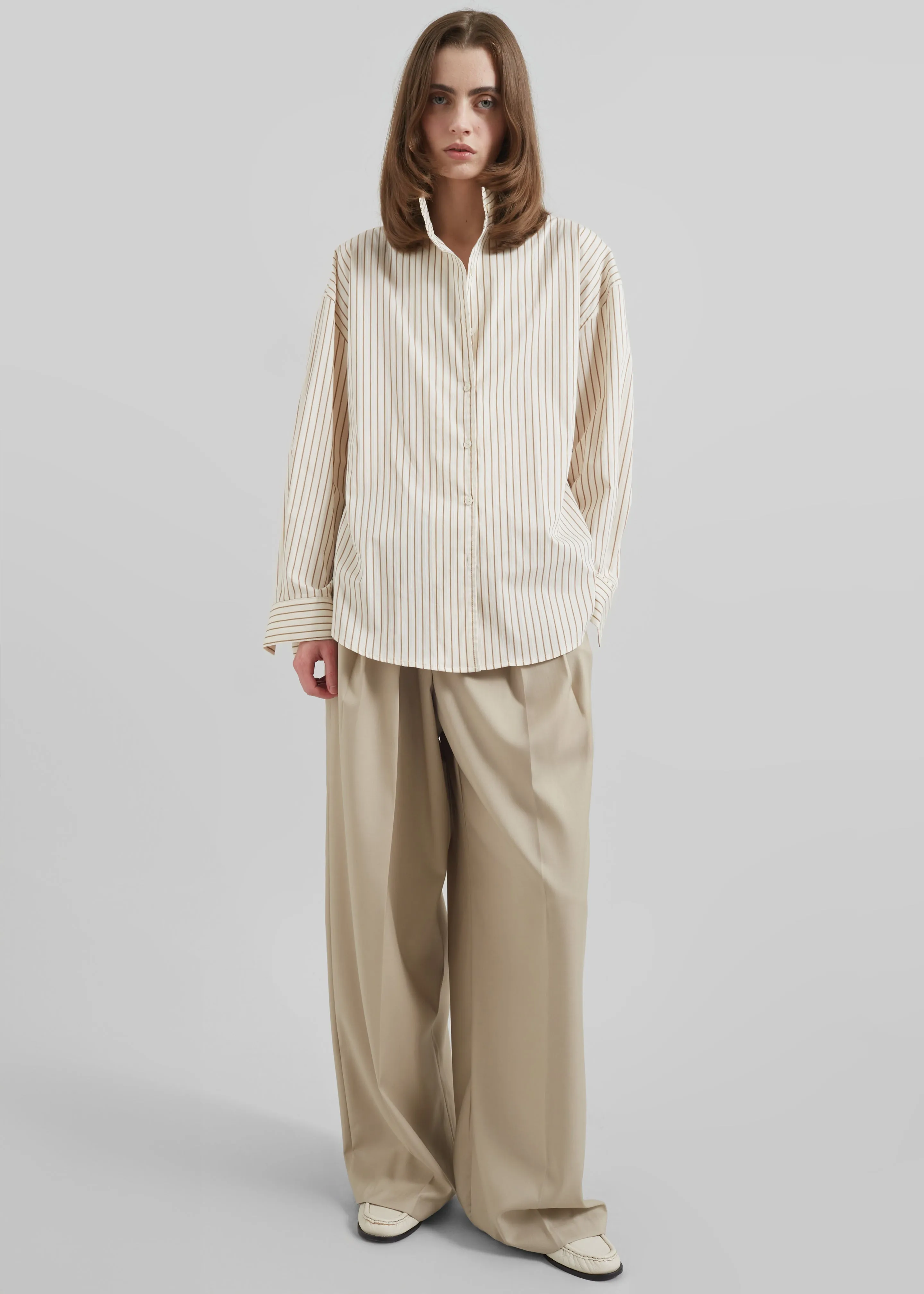 Lecco Striped Shirt - Beige Stripe sold by Frankie Shop product image thumbnail 5