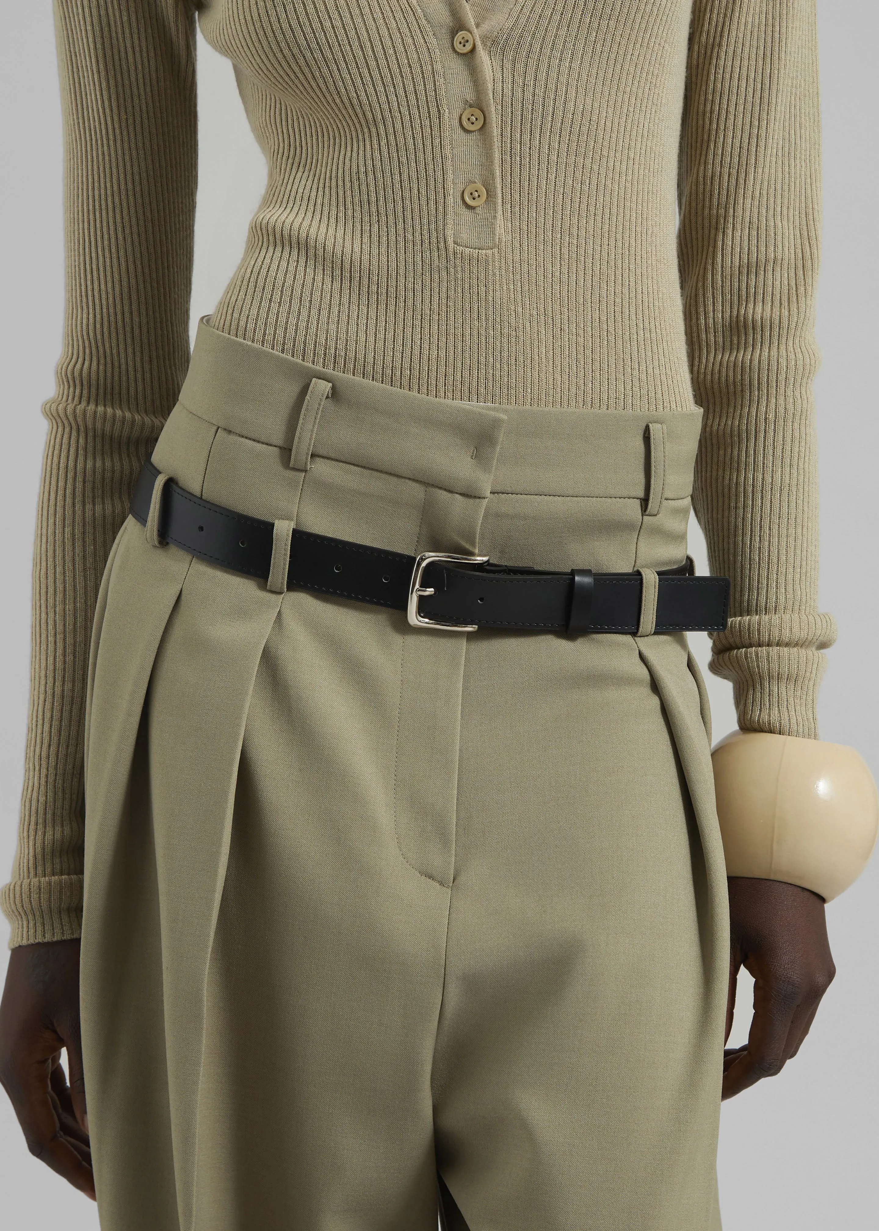Hobart Double Belt Loop Trousers - Pale Olive sold by Frankie Shop product image thumbnail 5