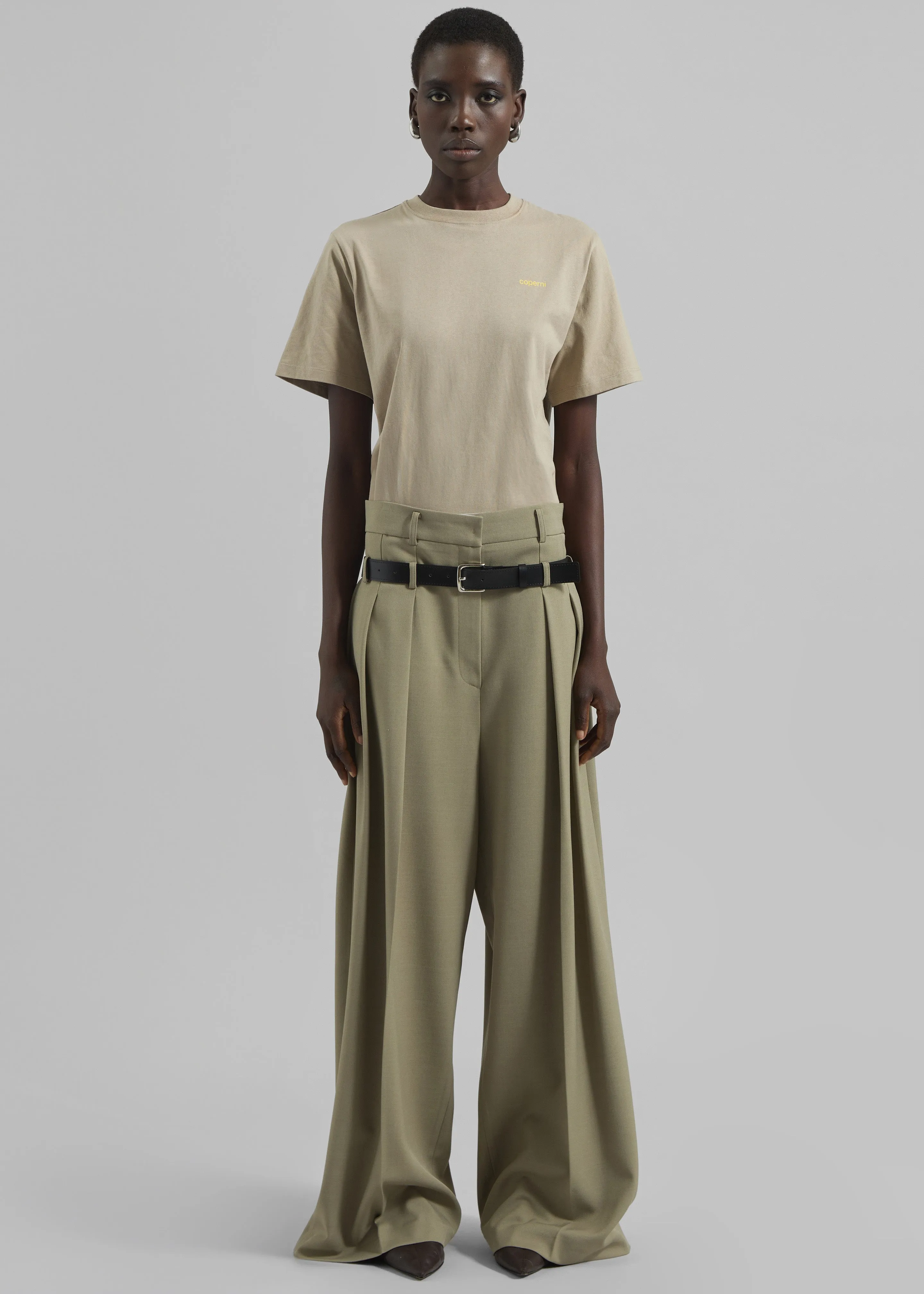 Hobart Double Belt Loop Trousers - Pale Olive sold by Frankie Shop product image thumbnail 2