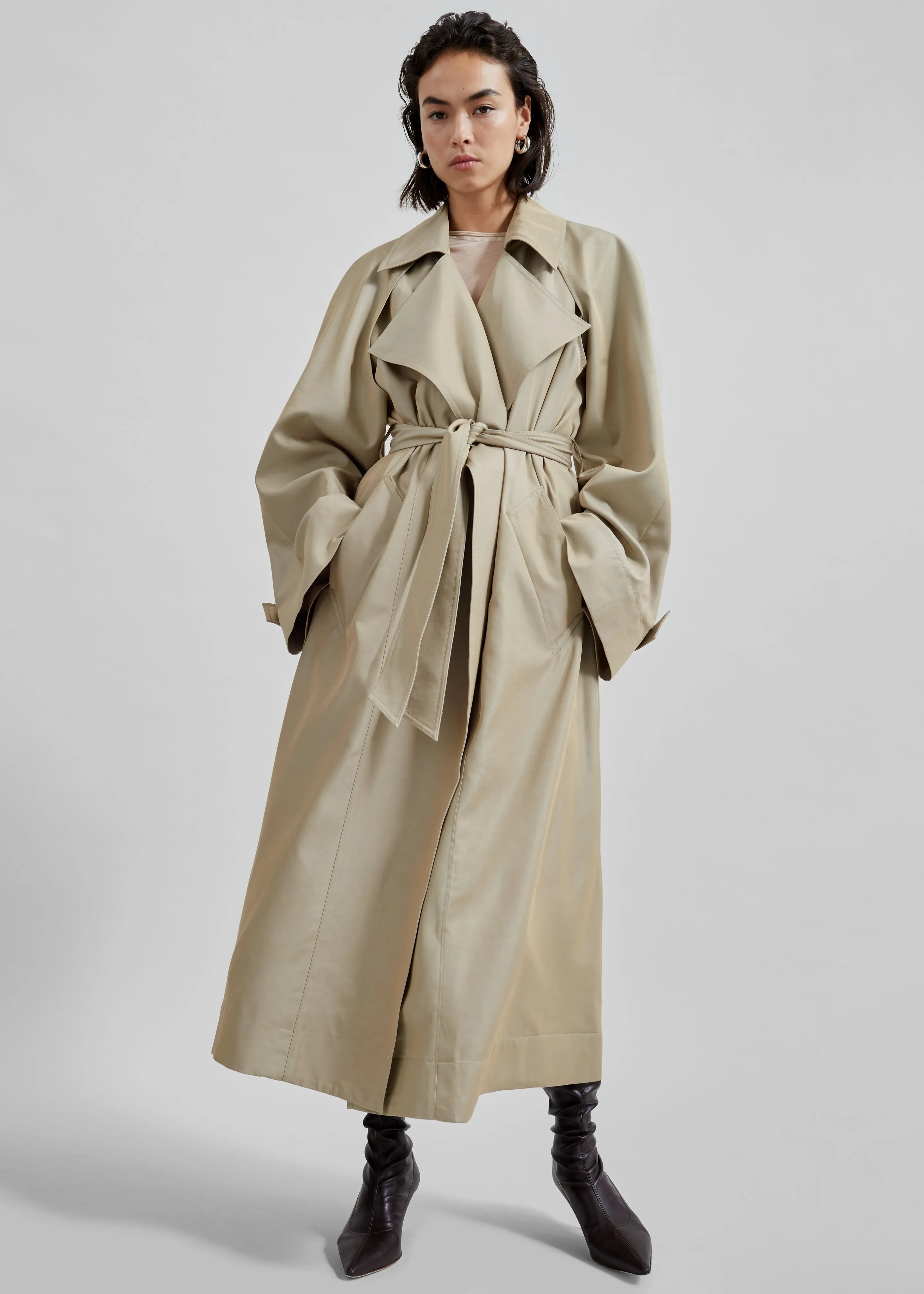 Astoria Cut-Out Raglan Sleeve Trench Coat - Beige sold by Frankie Shop