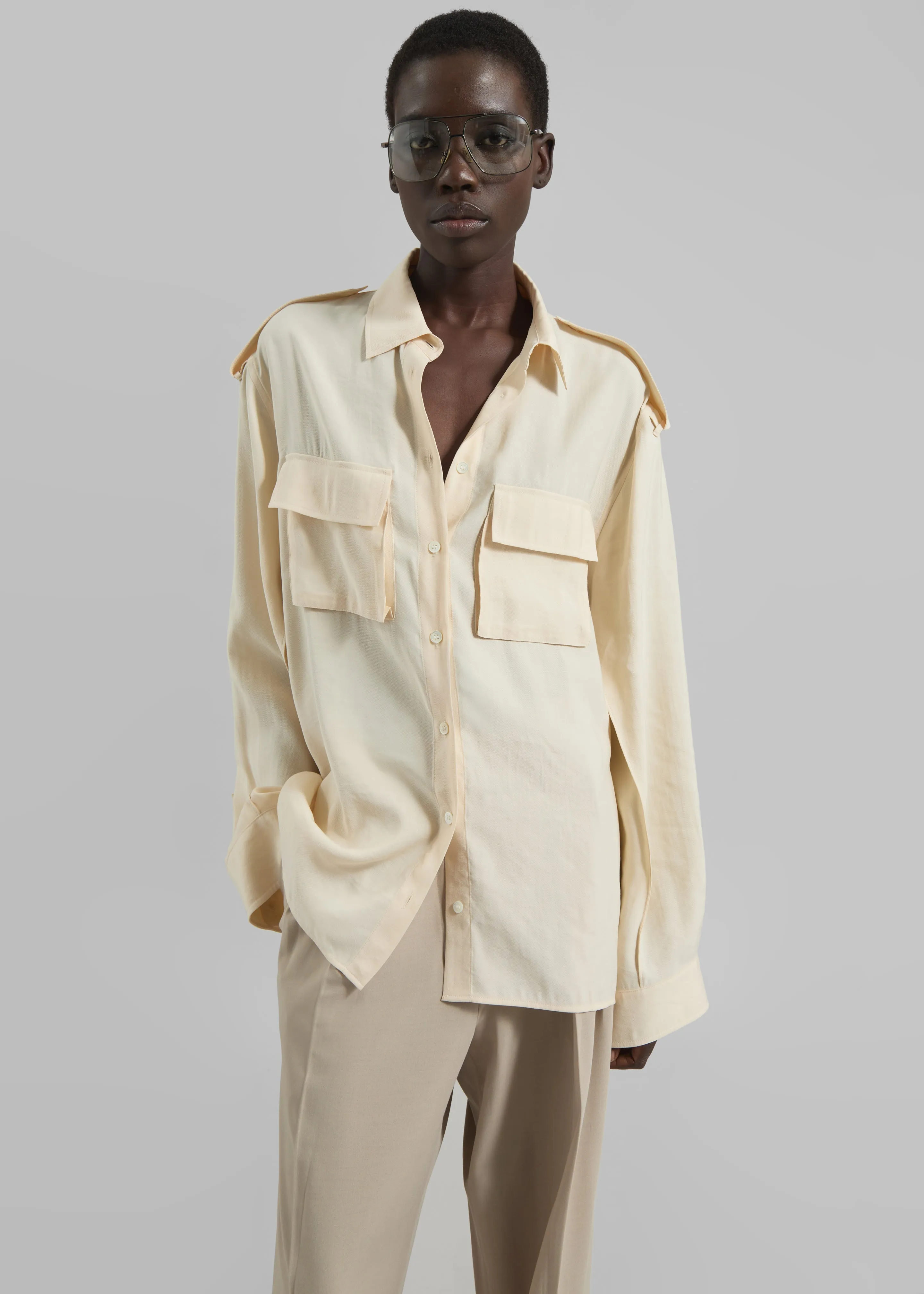 Marlon Button Up Shirt - Beige sold by Frankie Shop product image thumbnail 2