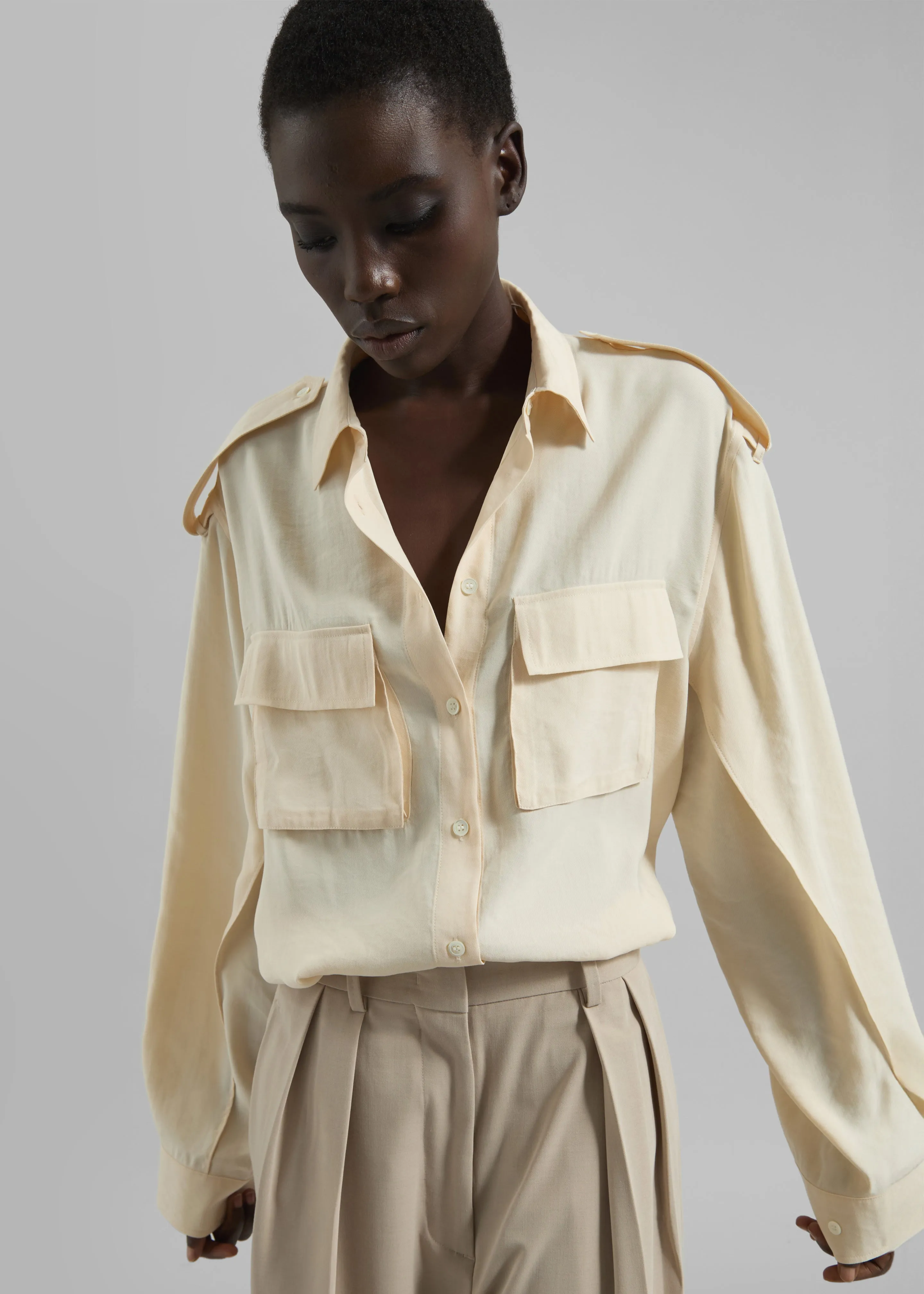 Marlon Button Up Shirt - Beige sold by Frankie Shop product image thumbnail 5