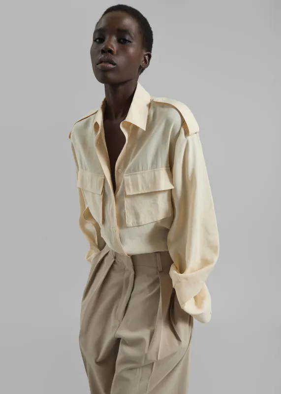 Marlon Button Up Shirt - Beige sold by Frankie Shop