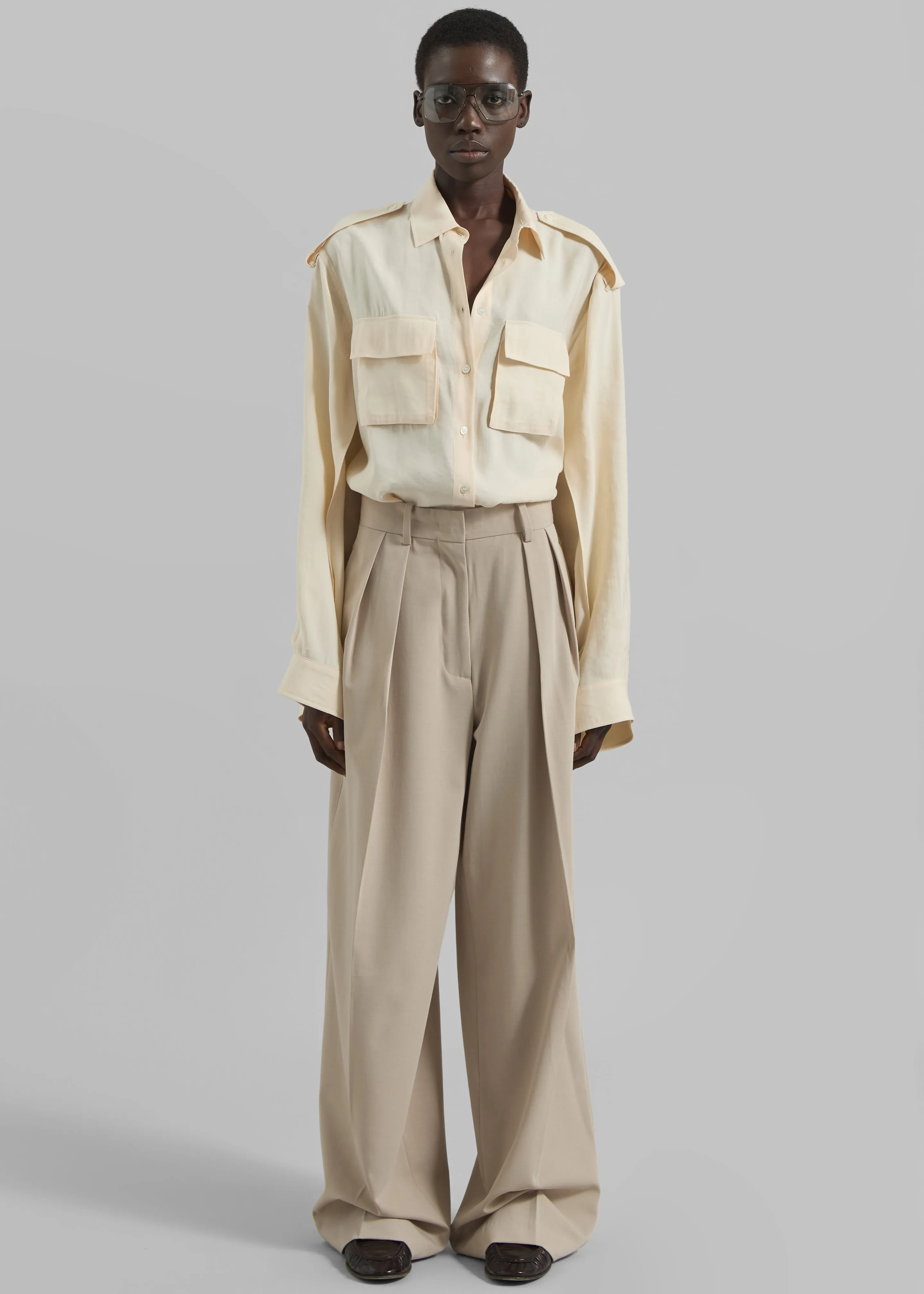 Marlon Button Up Shirt - Beige sold by Frankie Shop product image thumbnail 3