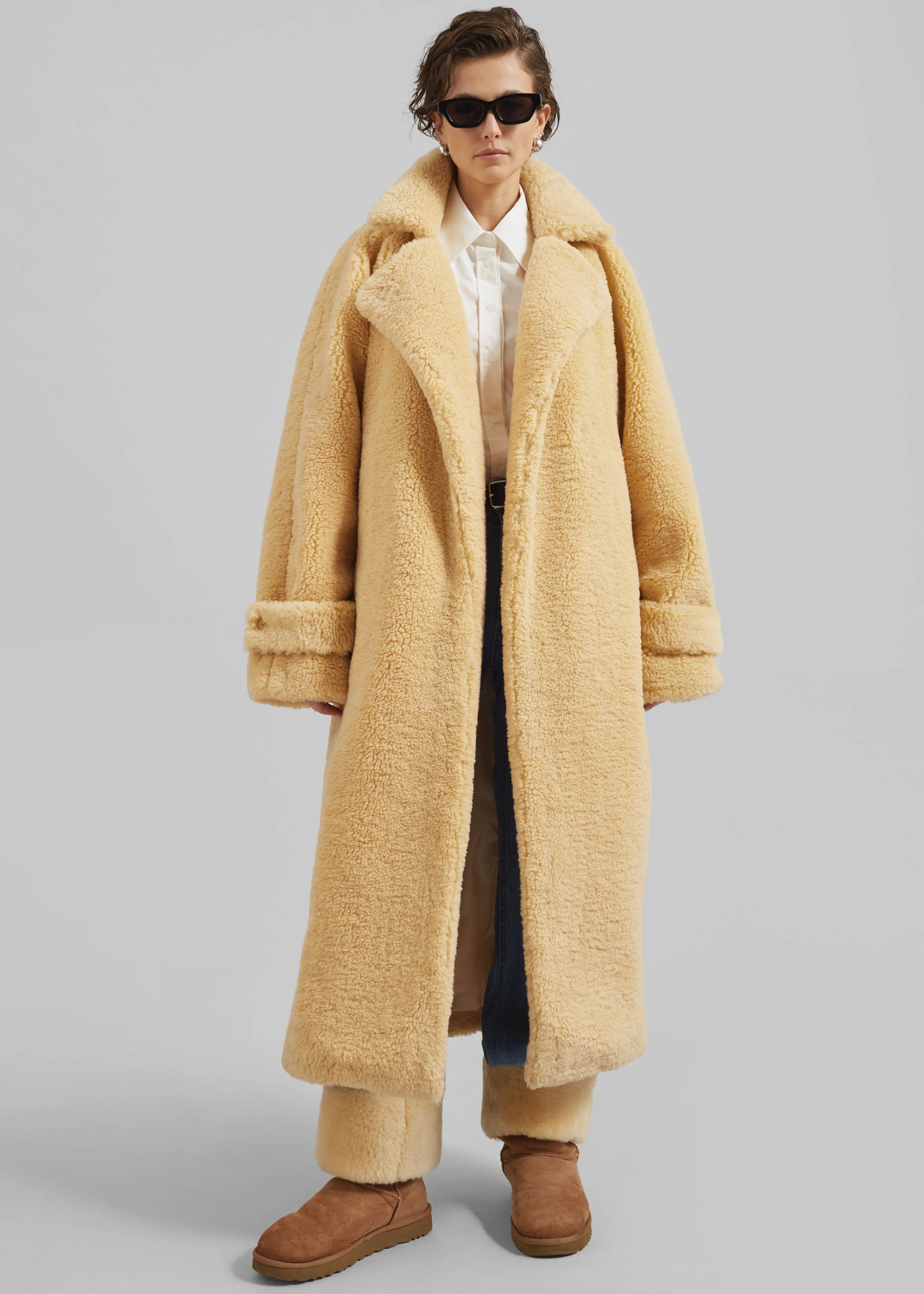 Gresham Faux Shearling Robe Coat - Yellow sold by Frankie Shop product image thumbnail 2