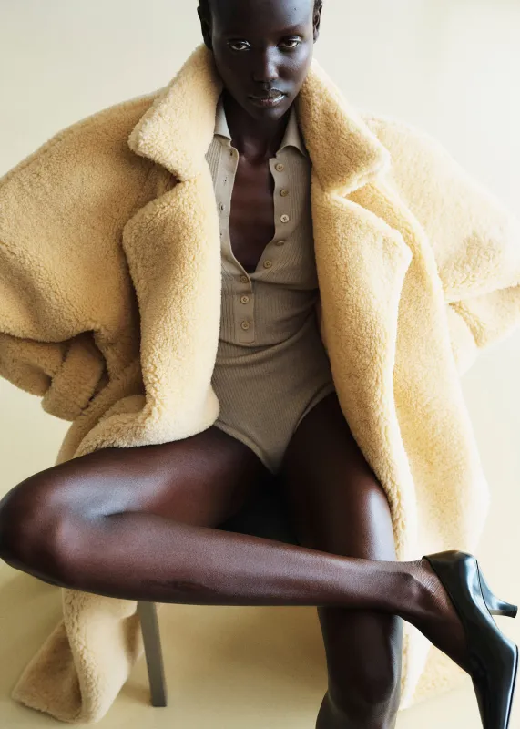 Gresham Faux Shearling Robe Coat - Yellow made by Frankie Shop