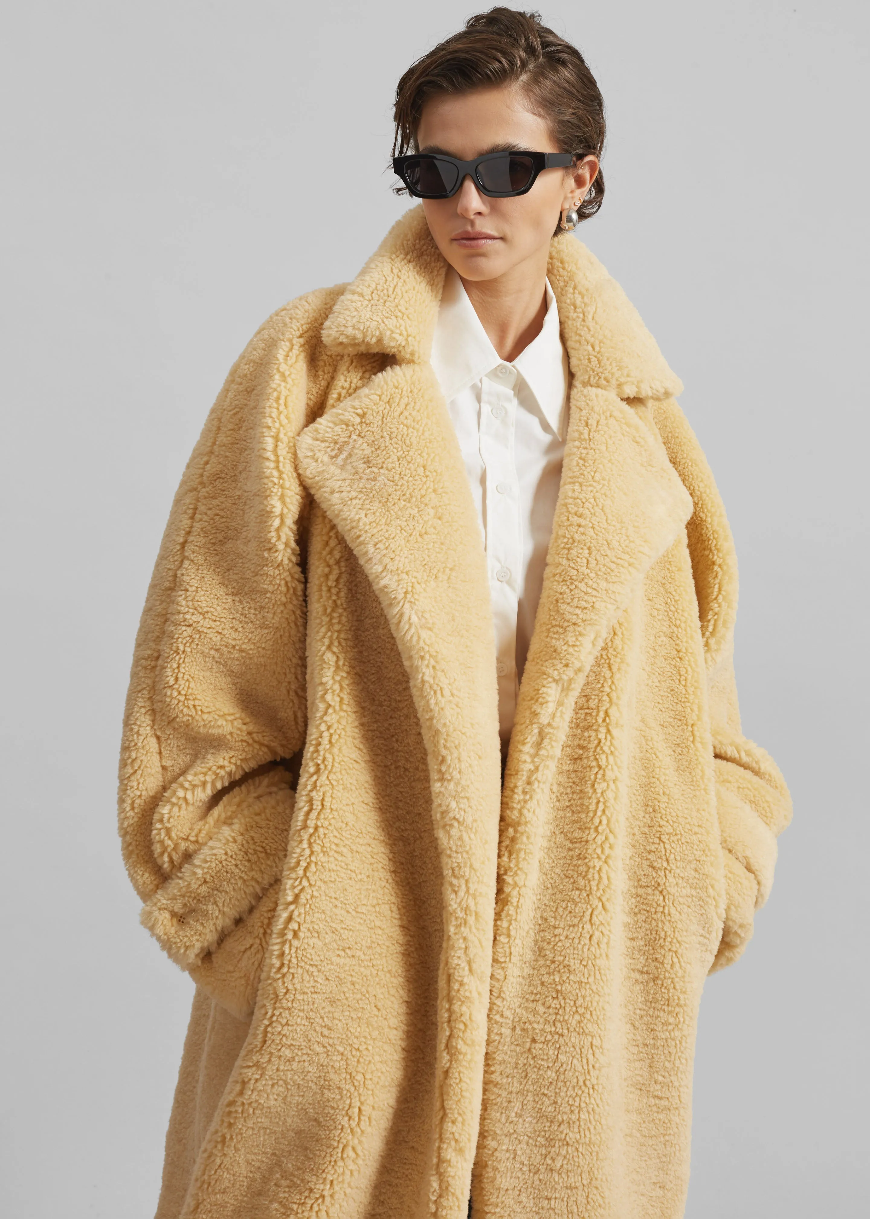 Gresham Faux Shearling Robe Coat - Yellow sold by Frankie Shop product image thumbnail 4